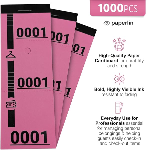 1000 tickets vestiaire numérotés - Carnets avec Talons, Vignettes Prédécoupés et Perforés - Idéal pour Événements, Organisations, Penderie, Garderobe, Consigne - 20 Paquets de 50 - 2