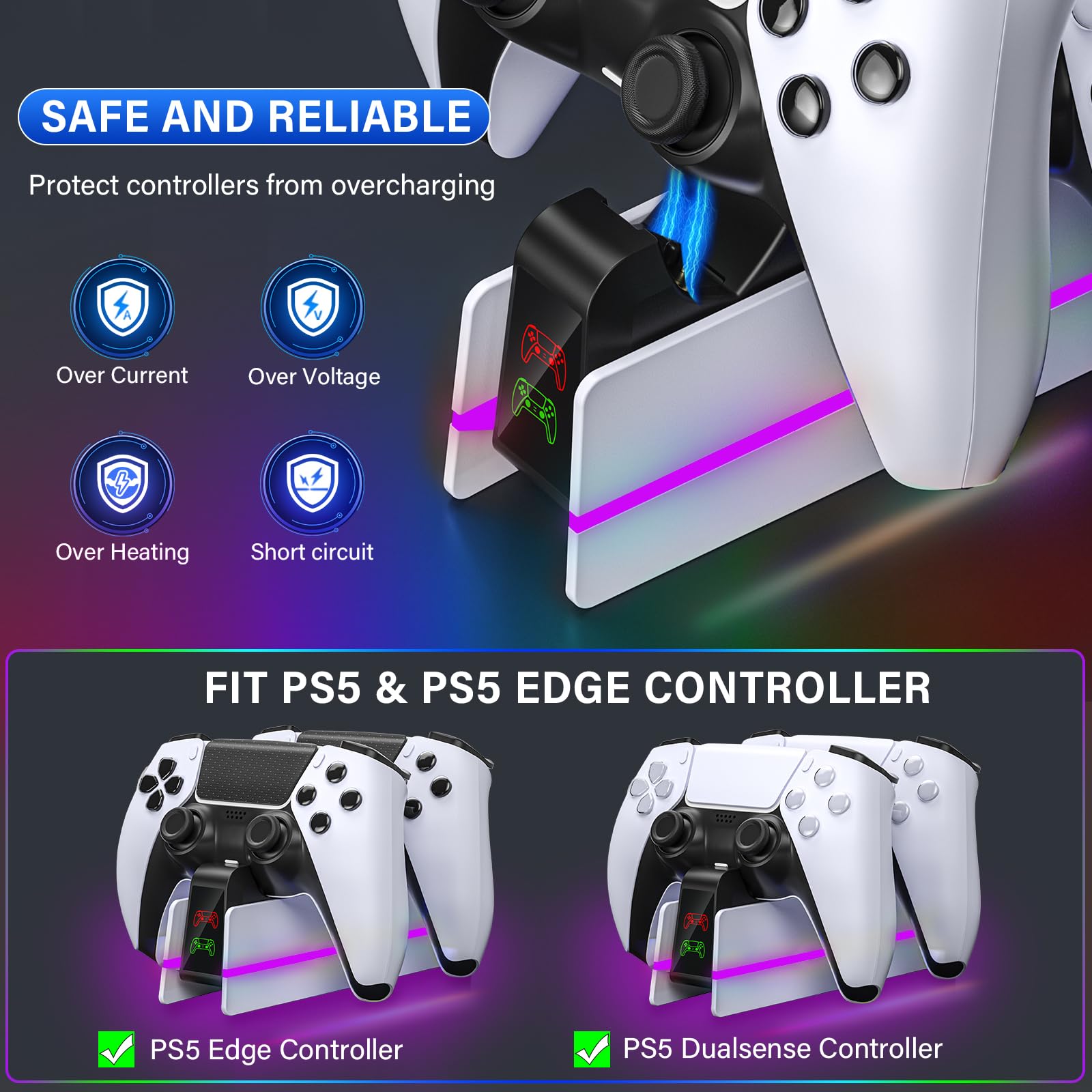 Konsola do stacji ładującej kontrolera z 9 lampkami RGB