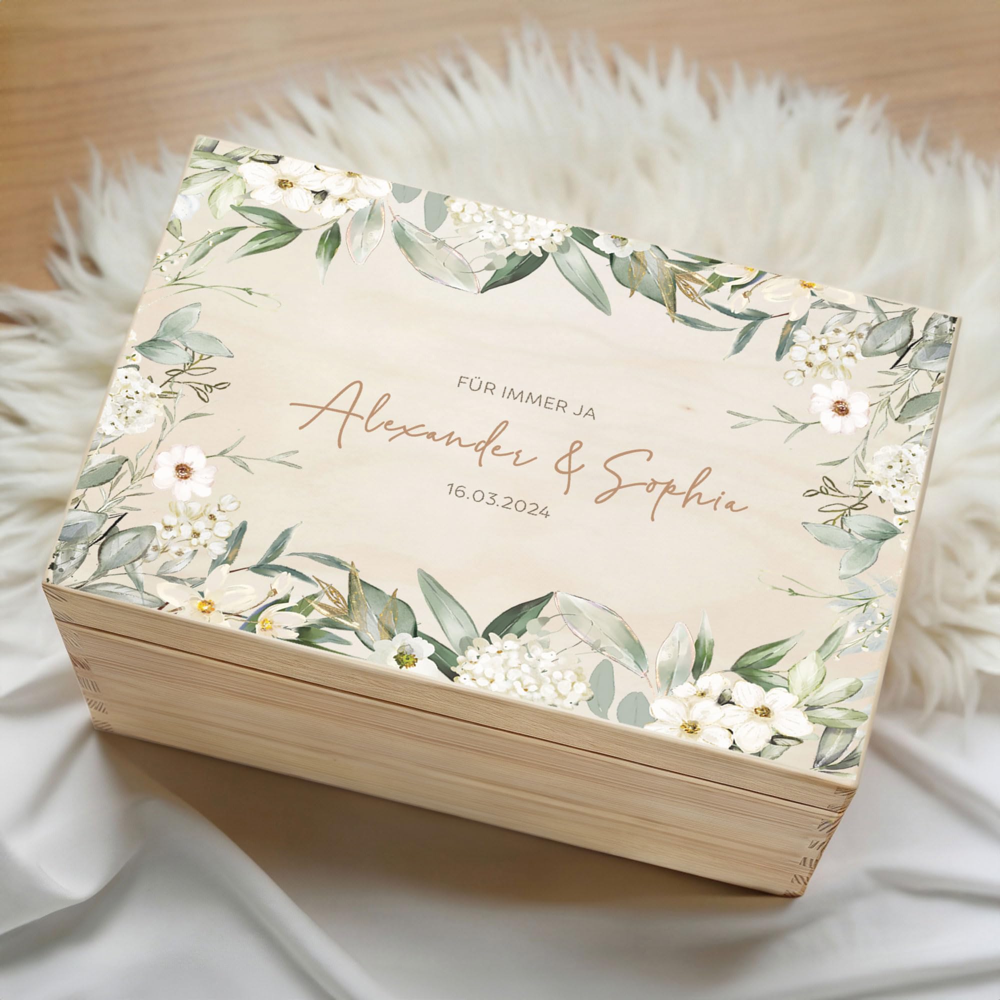 Little Deco Erinnerungsbox Hochzeit, Liebesgeschenk, Erinnerungskiste mit Namen, Geldgeschenk Hochzeit, Geschenkbox Liebe, Holzkiste mit Deckel, Schatzkiste, Beziehung Geschenk XHL1195-04