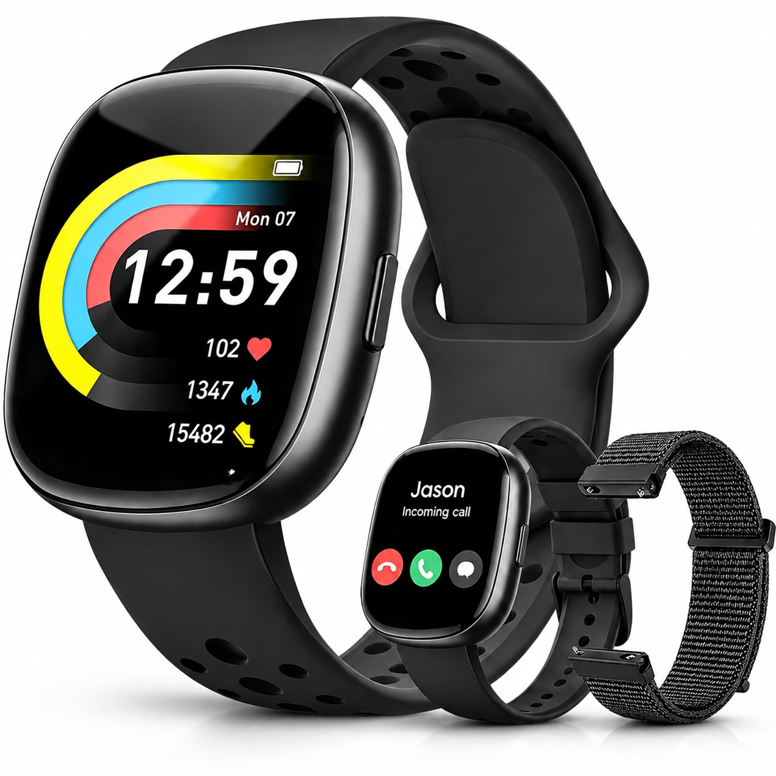 Smart Watch for Men/Women, Fitness Tracker with 120+ Sport Modes | 10 Day+Battery Life/IP68 Waterproof/3 Bands/Bluetooth Make/Answer Call/SpO2 Sleep Heart Rate Monitor/ Android iOS