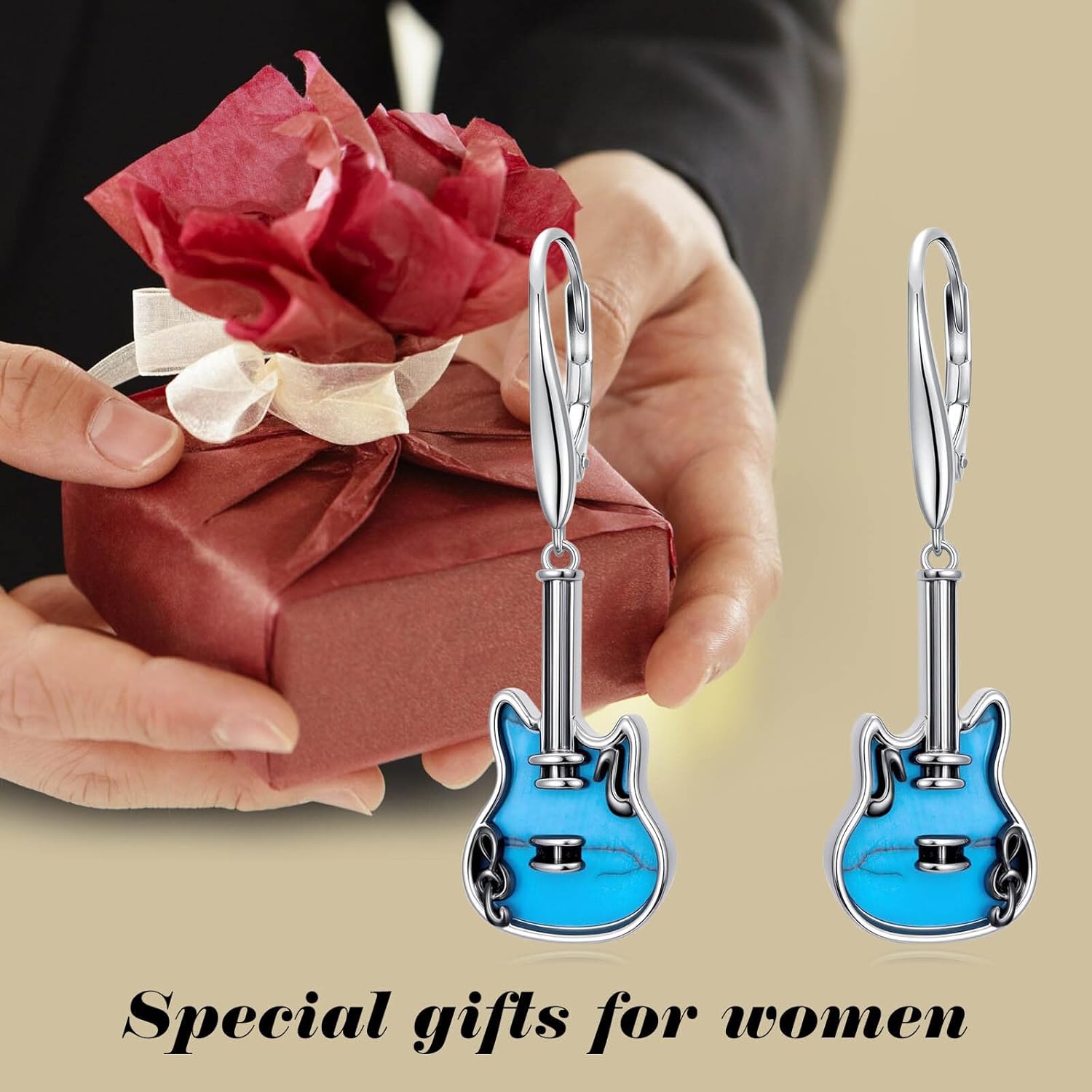 Music Earrings for Women 925 Sterling Silver Turquoise Music Jewelry Musical Dangle Drop Jewelry Gifts for Women Her - Image 6