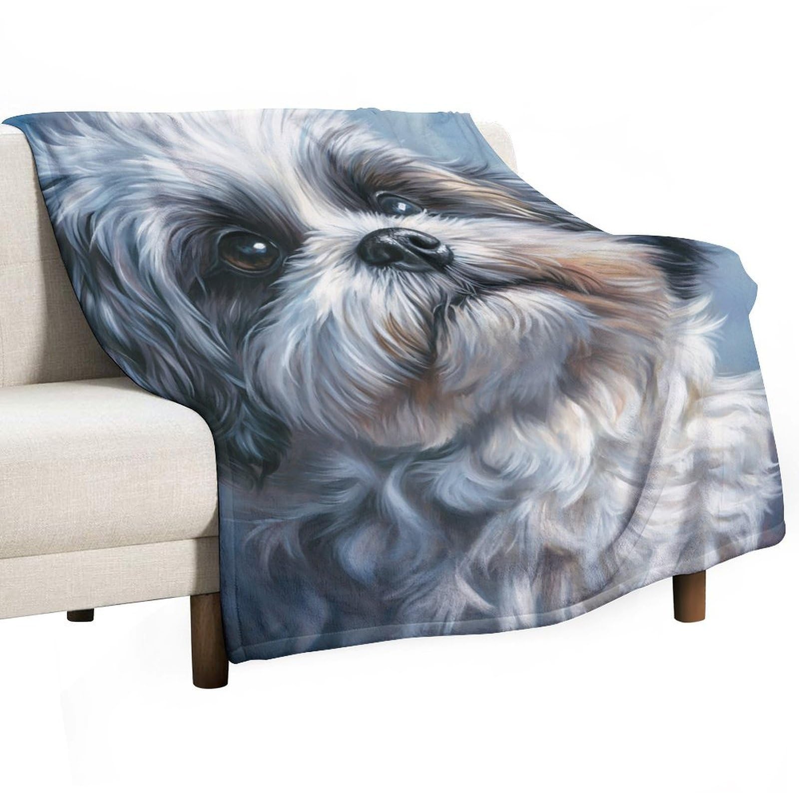 Couverture Shih Tzu durable contre les peluches pour lit et canapé