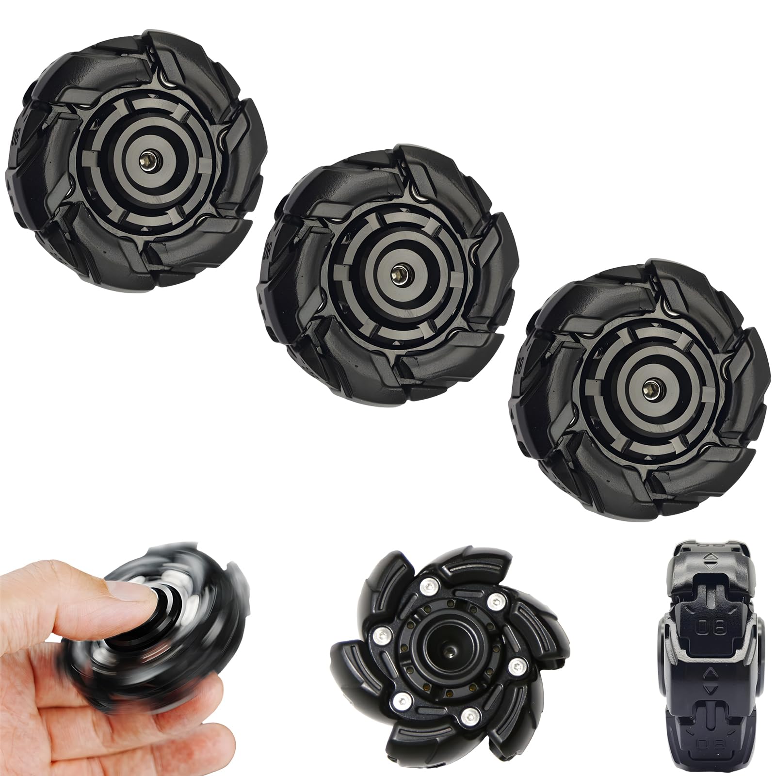 EDC Restless Decompression fingertip Open Armor Gyroscope Adult Rotating Metal Toy Office Leisure Desktop Gyroscope Gift Rotating Metal Toy (3 Pcs)