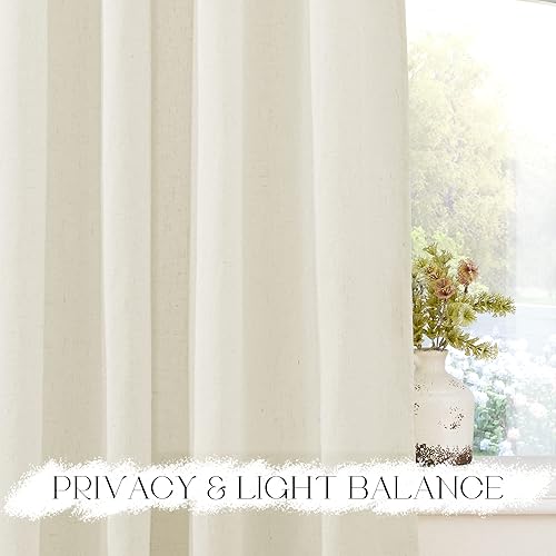 Miniatura 4 de StangH Cortinas traslúcidas de lino natural de 84 pulgadas de largo, 30% de lino, cortinas plisadas para sala de estar, sala de estar, granja,
