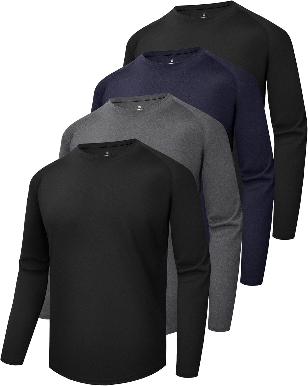 4 Pack Long Sleeve Shirts for Men - Quick Dry Moisture Wicking Sun Protection Tshirts for Fishing Workout Athletic Casual Gym