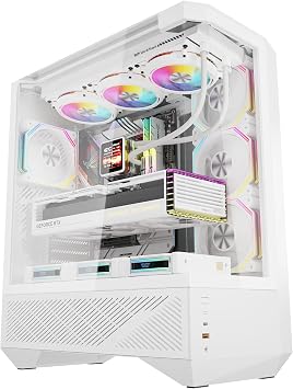 darkFlash DY460 ATX Full Tower PC Case, 4 ARGB Fans, High Airflow,White