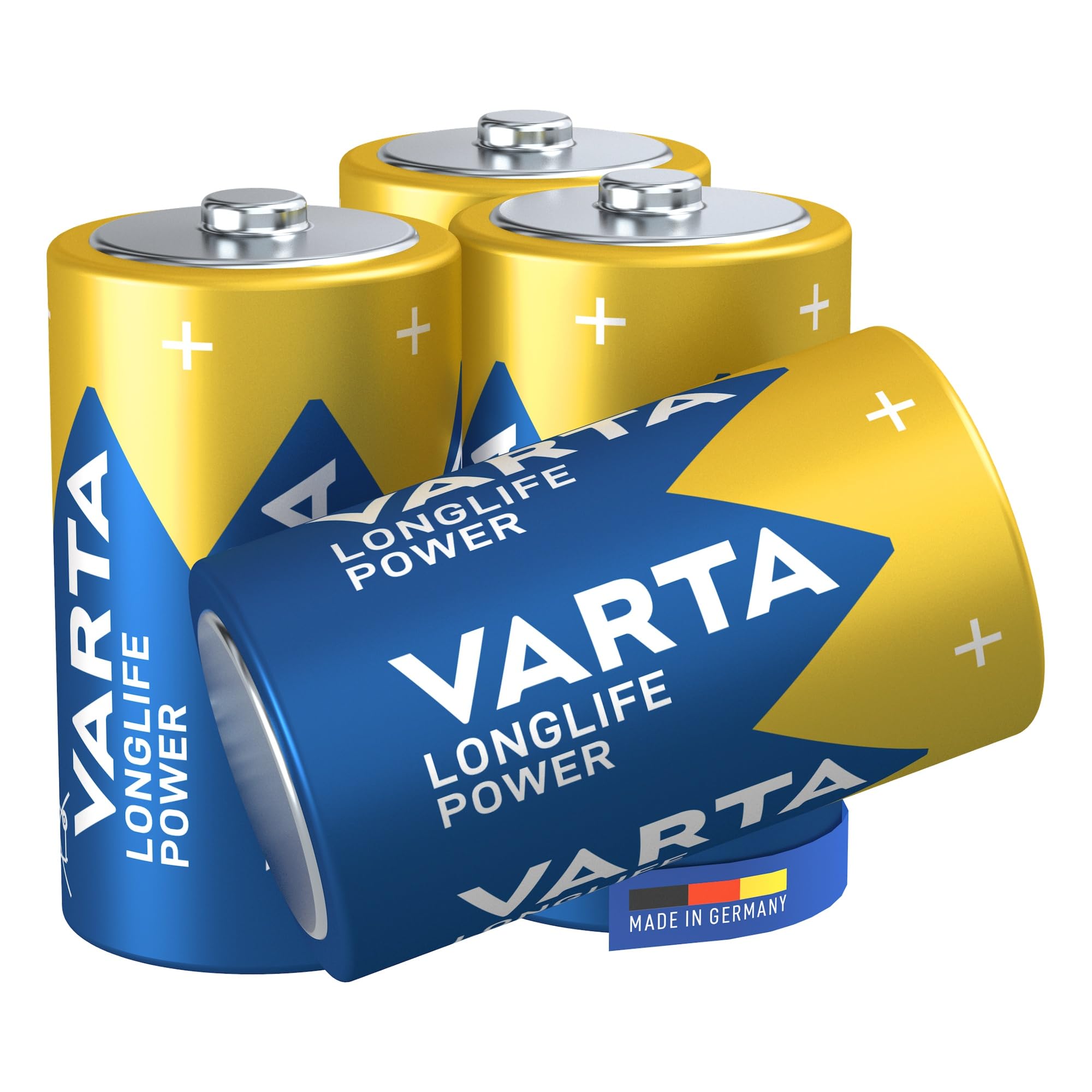 VARTA Batterien D, 4 Stück, Longlife Power, Alkaline Mono-Zelle, 1,5 V
