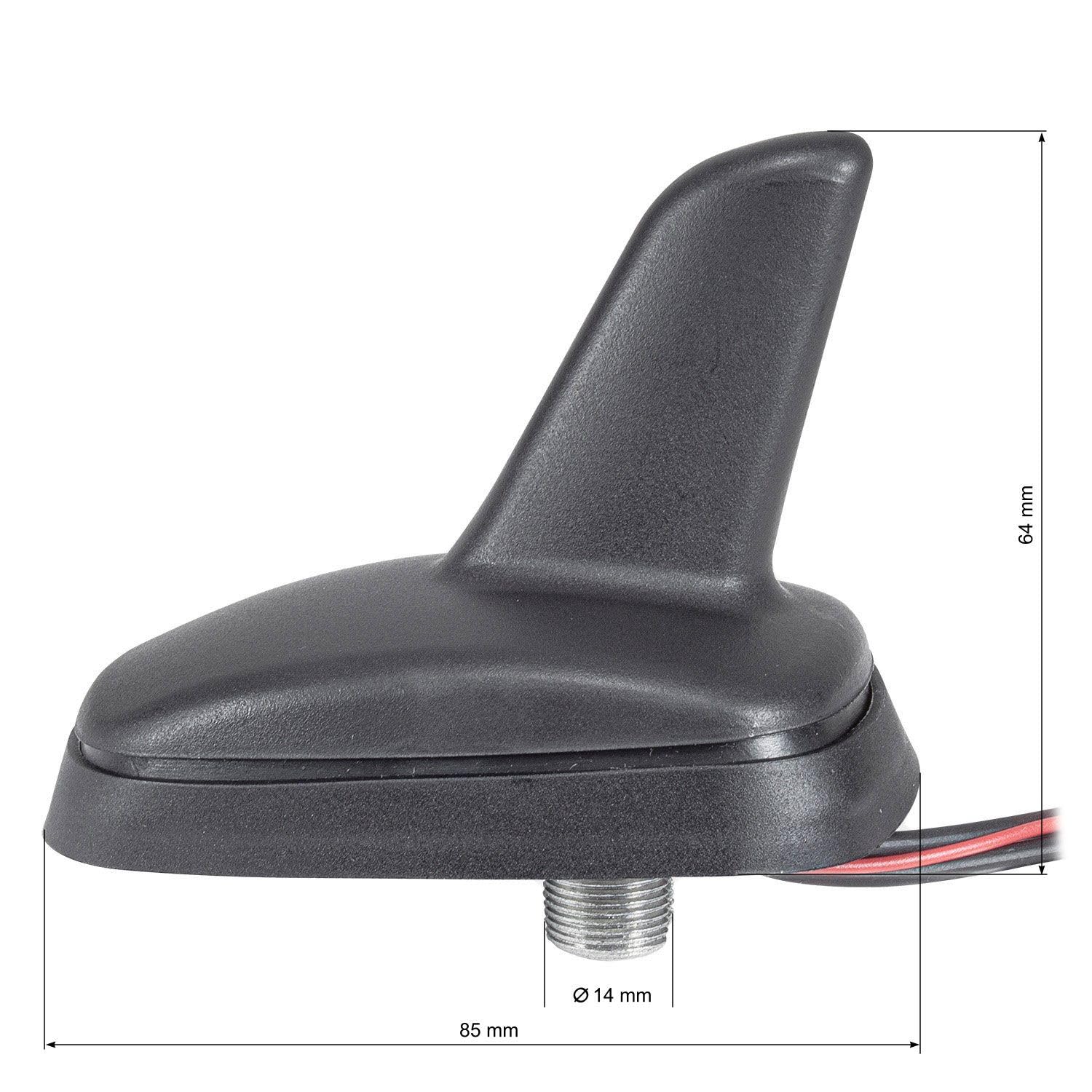 tomzz Audio 1000-048 Antenne Dab pour Voiture Shark Design, antenne de Toit Dab+ FM Active, raccordement : Prise SMB (F) et fiche DIN (M), Noir Mat