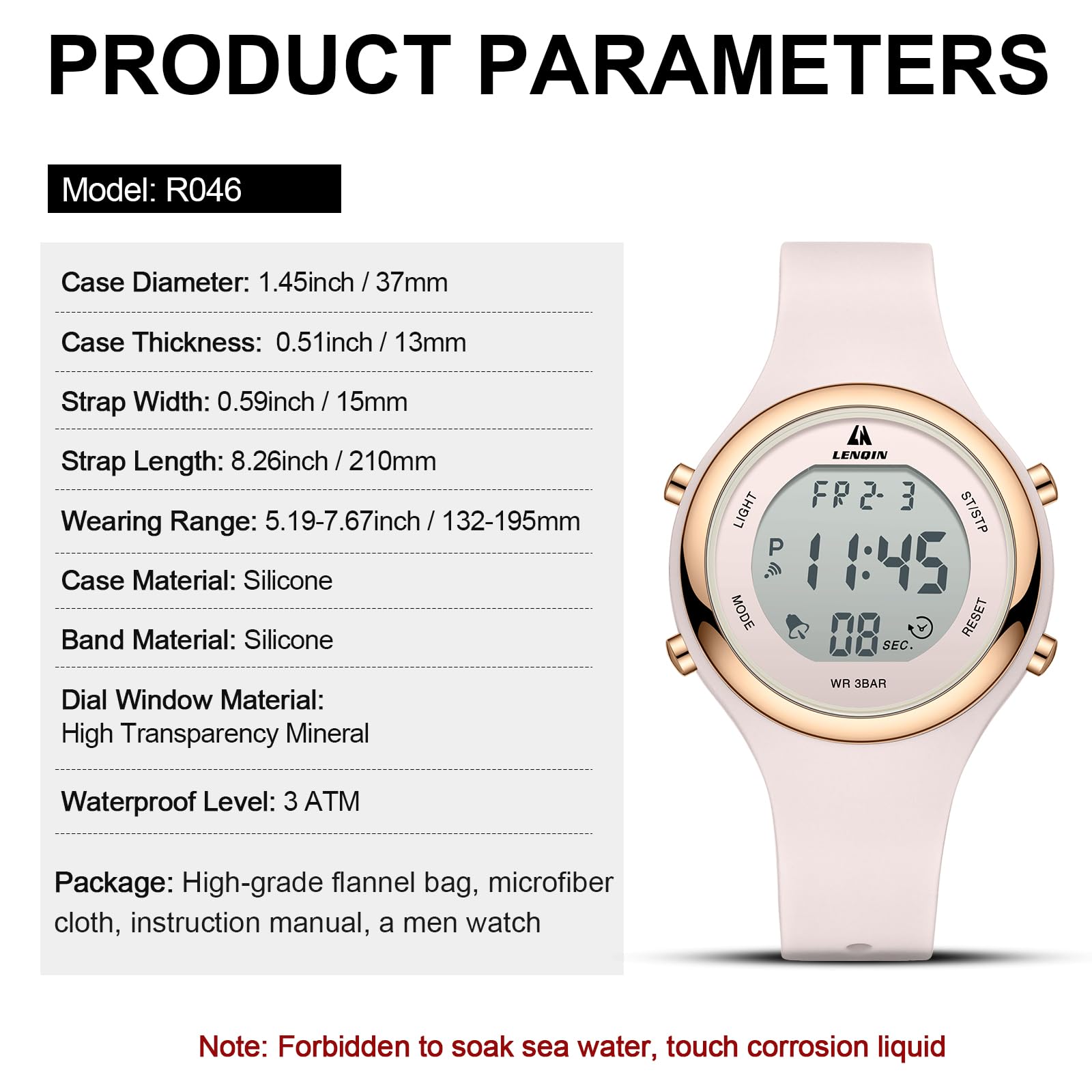LN LENQIN Orologi da donna Orologi da donna Orologi sportivi cronografi impermeabili per donne Cinturino in silicone con luminescenza/data/settimana/mese