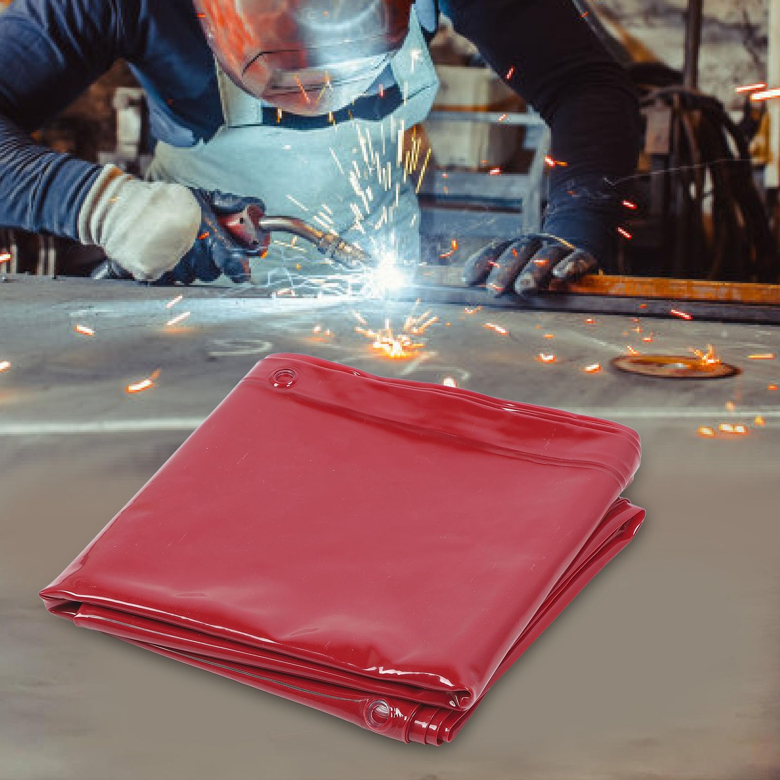 Keenso Écran de Soudage Ignifuge 5,71x7,68 Pieds, Protection de sécurité pour Atelier à Usage Industriel en Polyéthylène