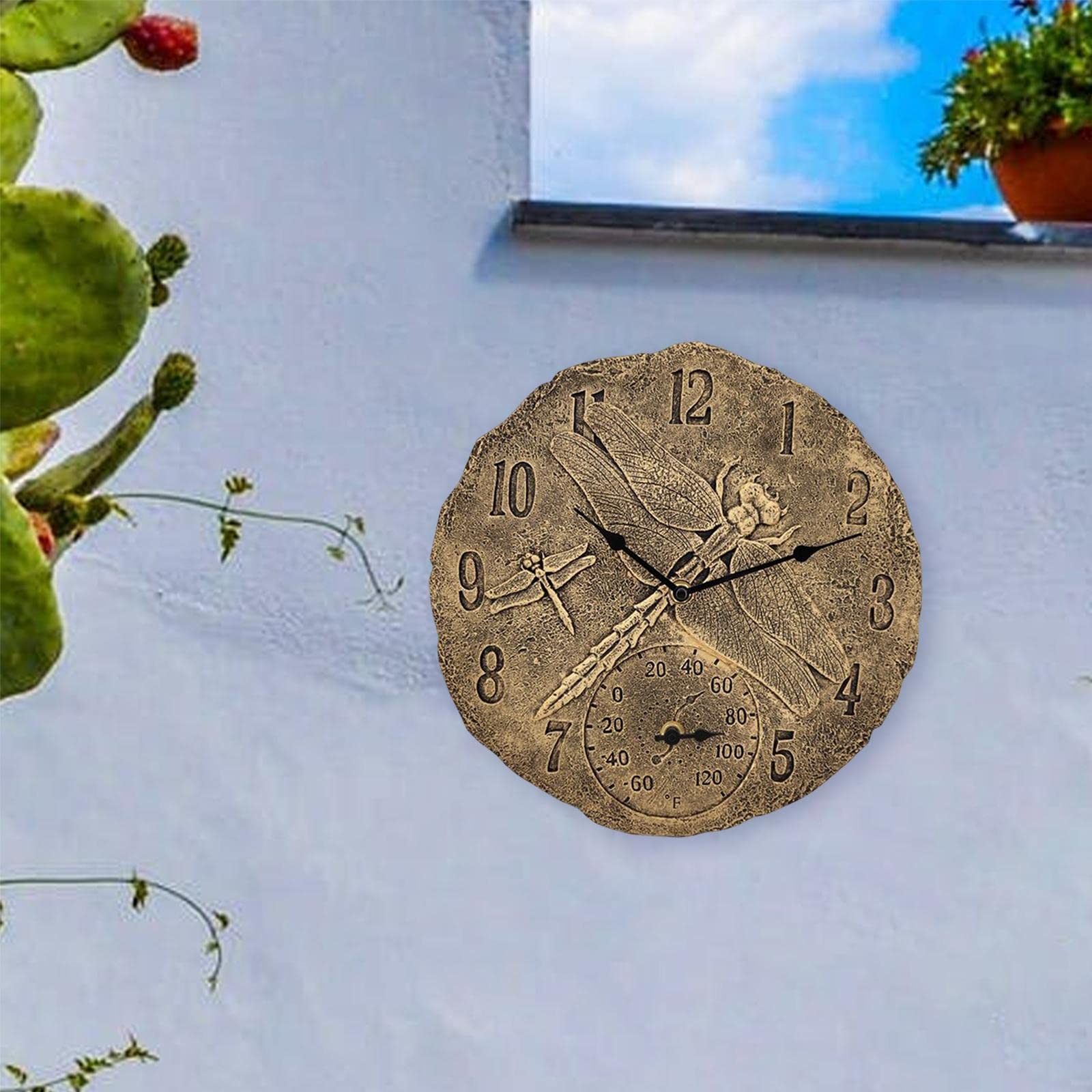 SM SunniMix 30.5cm Horloge Murale Étanche Intérieur Extérieur Température Affichage Quartz Montres Suspendues Horloges Rondes pour La Salon Pelouse