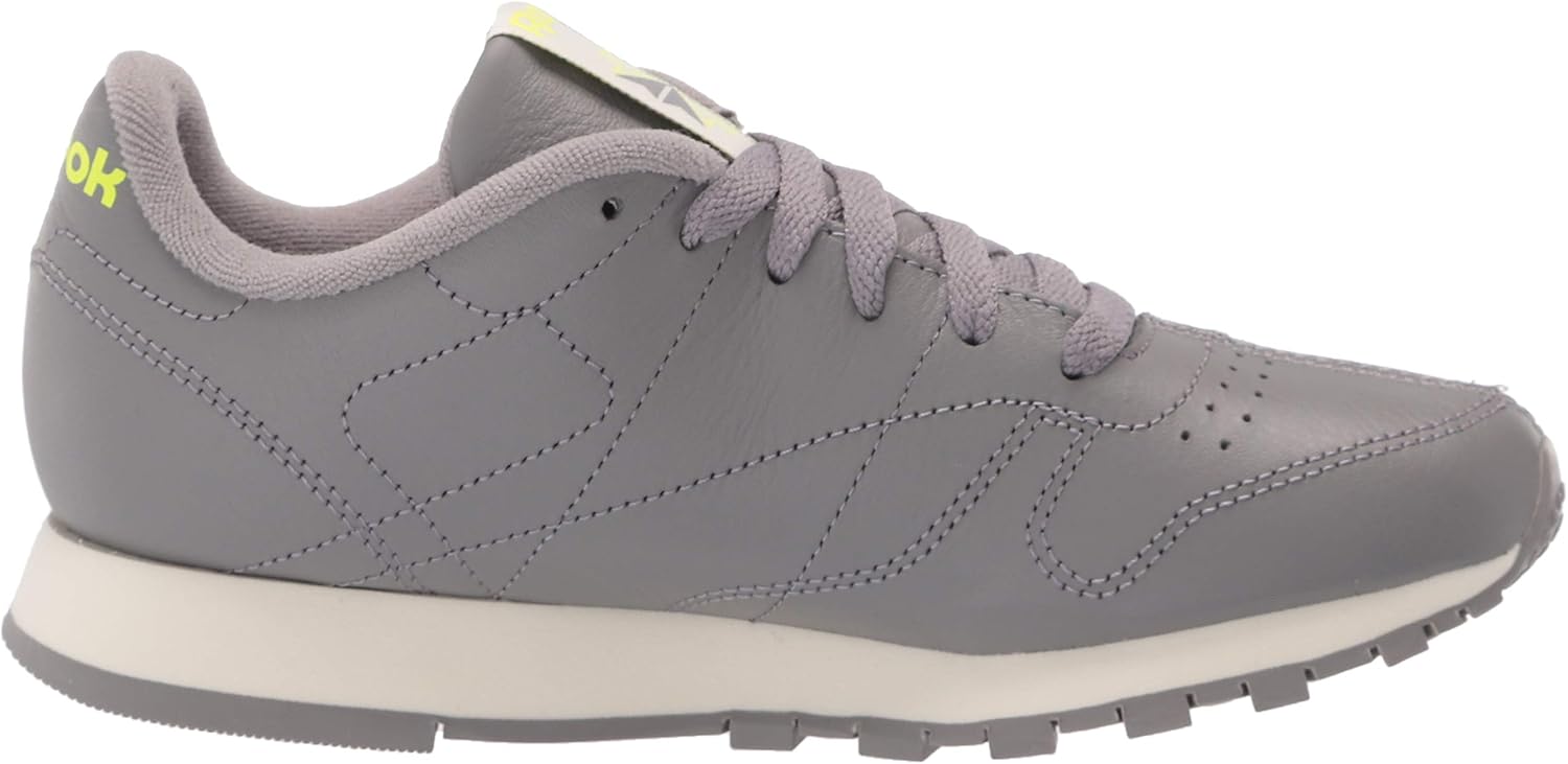 Reebok Unisex-Adult Classic Leather Sneaker 12 Women/10.5 Men Spacer Grey/Classic White/Yellow Flare