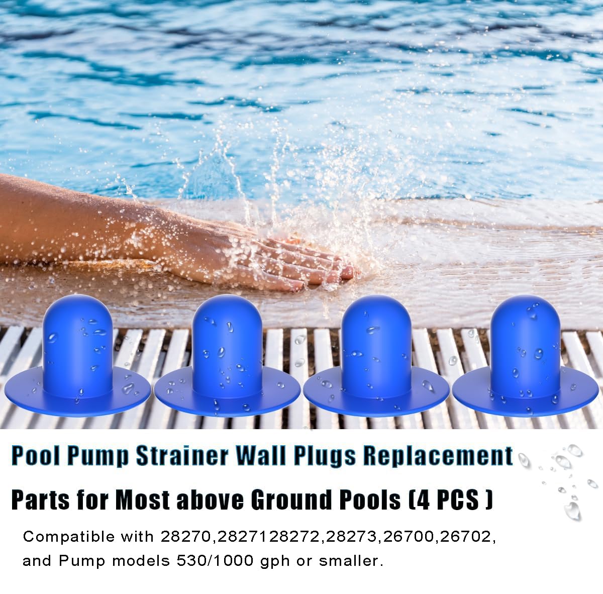 4PCS Tapones de Pared para Piscina, Tapones de Repuesto para Piscina, Tapón de Agujero para Filtro de Bomba, Tapones para Piscina sobre el Suelo