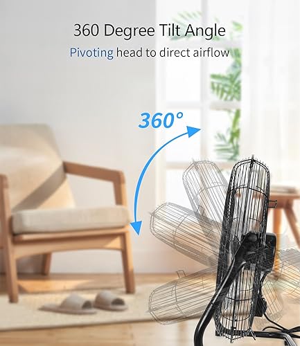 Miniatura 4 de BEESTAR Ventilador de piso de 18 pulgadas, ventilador de alta velocidad con 3 velocidades y cabezal inclinable ajustable, ventilador industrial de
