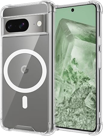 KIOMY Case for Google Pixel 8 Shockproof Bumper Protective Cover Hybrid Design Hard PC Back + Flexible TPU Raised Bezel Slim Fit with Airbag Corners Magnetic Compatible with Magsafe Wireless Charging