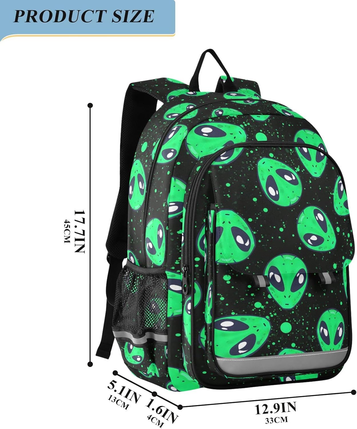 senya Backpack for Boys Girls, Alien Space Doodle Fun Backpack Students Bookbag Daypack for School Primary Teens
