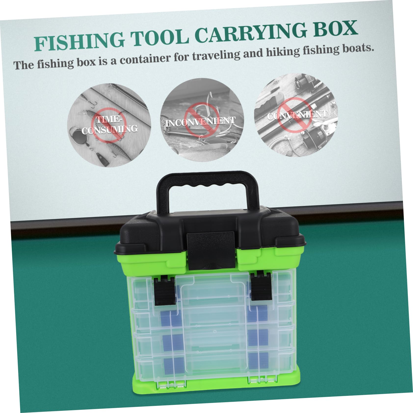 Toddmomy boîte à Outils pour matériel de pêche conteneurs de Stockage d'articles de pêche conteneurs de pêche conteneur de pêche Plastique Green