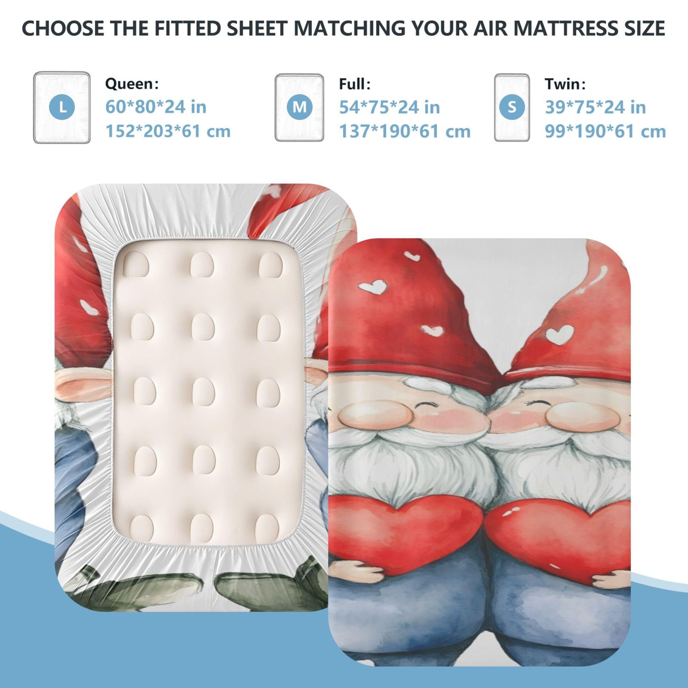 Sábana bajera ajustable de dos gnomos para colchón de aire, bolsillo extra profundo de 24 pulgadas, funda suave y transpirable con apertura de válvula de cremallera para cama de aire inflable