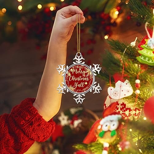 Miniatura 6 de Merry Christmas Y'all Christmas Ornaments for Tree 3in Novelty Metal Christmas Tree Decoration Ornament Gold Snowflake Ball Wreath Christmas