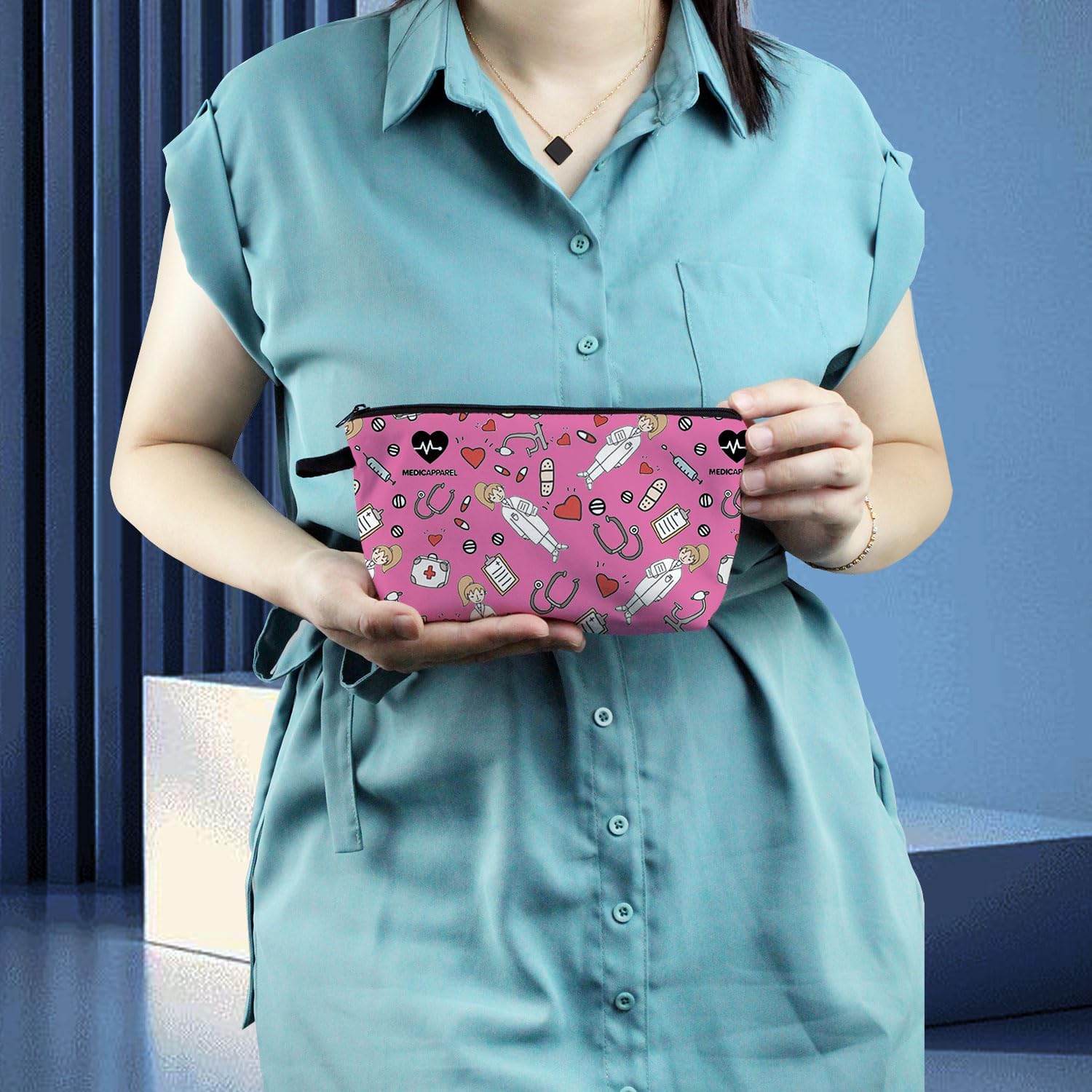 Pink Nurse Doctor Makeup Bag Cute Small Oragnizer Bag Travel Toiletry Zipper Pouch Graduation Present Pink Nurse Doctor Cosmetic Bag for Nurses Women Friends - Image 6