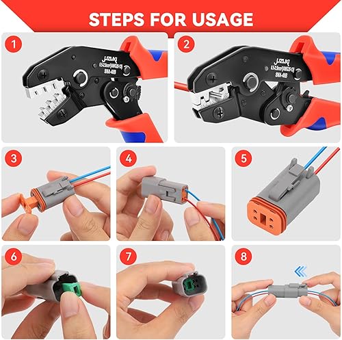 Miniatura 4 de Juego de 174 piezas de 12 kits de conectores DT y crimpadora de cables para conector Deutsch, conectores eléctricos impermeables IP68 de 2346812