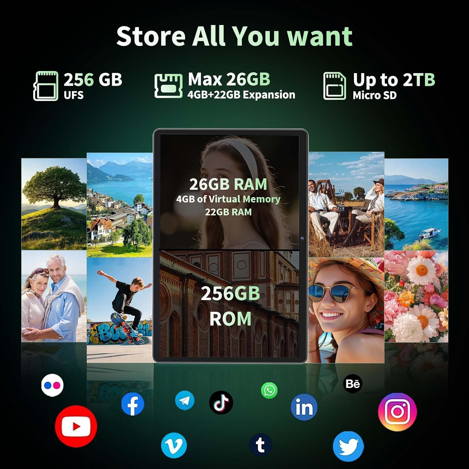 Android Tablet with Keyboard, Android 16 Tablet with 26GB+256GB+2TB Expand, Gemini AI, 10 inch Tablet with 8-Core, 5G WiFi, 8000mAh, GPS, Electronic 2 in 1 Tablet PC with Case, Mouse, Stylus (Black)