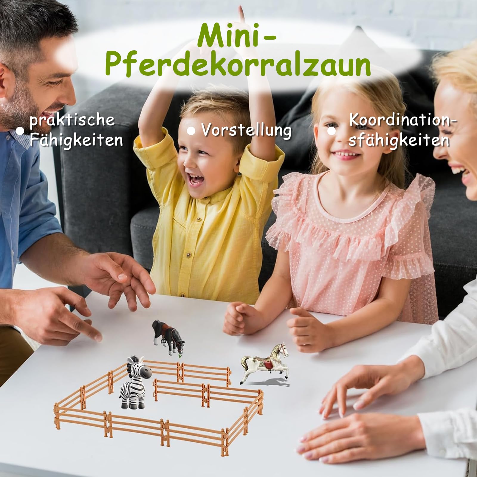 Foonary - Juego de 80 vallas para escenas de granja, juguetes para niños a partir de 3 años, mini valla de granja para niños, juego interactivo para padres e hijos, kit de mini valla