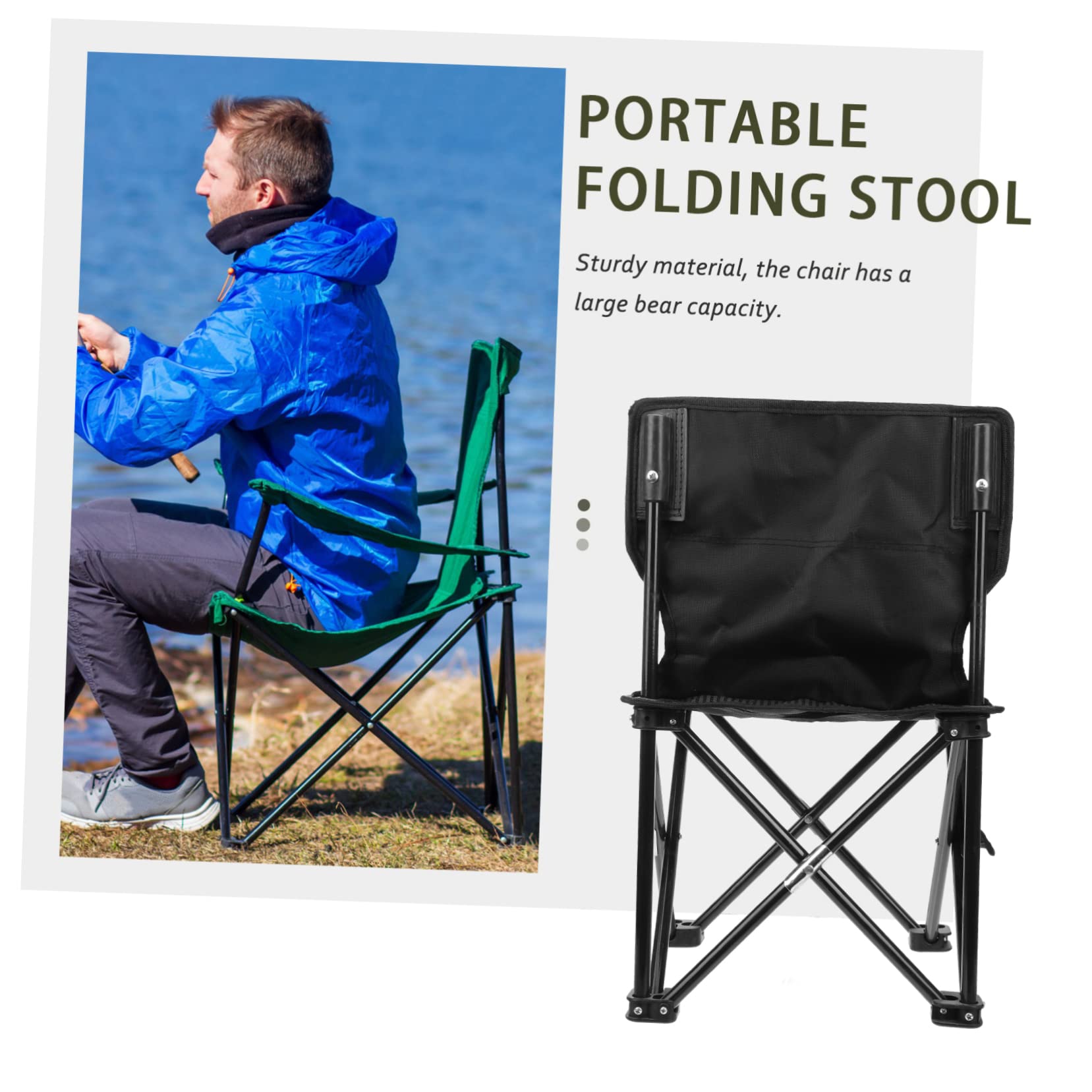 SUPVOX Sedia Pieghevole Portatile da Campeggio Nero, Stile Leggero | Oxford Cloth e Tubo in Acciaio, con Borsa per Trasporto, Attività All'aperto, Angoli Arrotondati