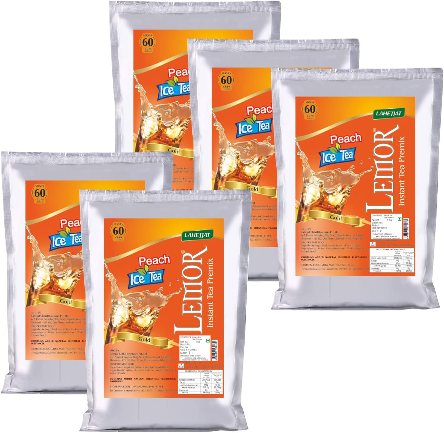 Lemor Peach Flavour Ice Tea Premix Powder 1kg | Summer Drink|Instant Premix for Vending Machine |Ready to Drink