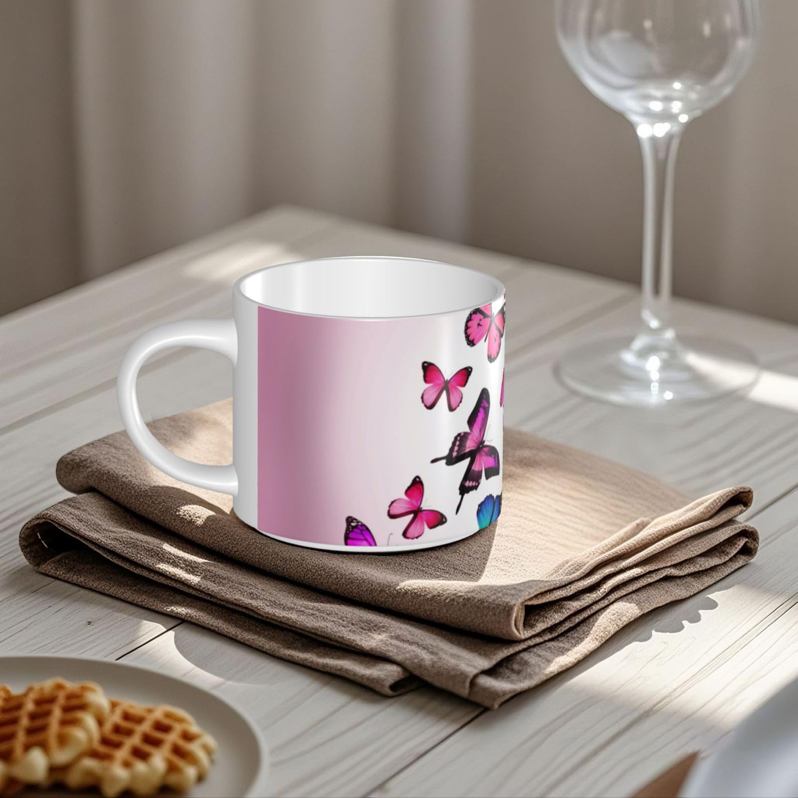 Kolorowe kubki ceramiczne z nadrukiem motyla o dużej pojemności filiżanka do kawy