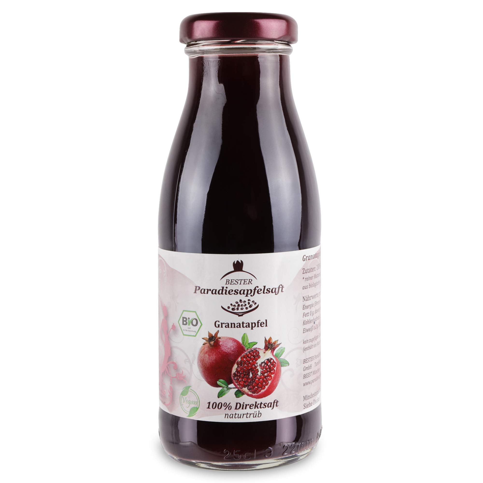 Bio Granatapfelsaft - 100% naturtrüber Direktsaft - 12 x 250 ml - aus reiner Kernpressung