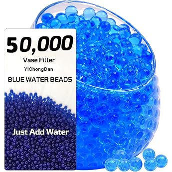 Pack of 50000 Blue Water Beads Decorative Water Beads for Plants in Vase Gel Balls Blue for Floating Beads Floating Candles Wedding Centrepiece Vase Filler Christmas