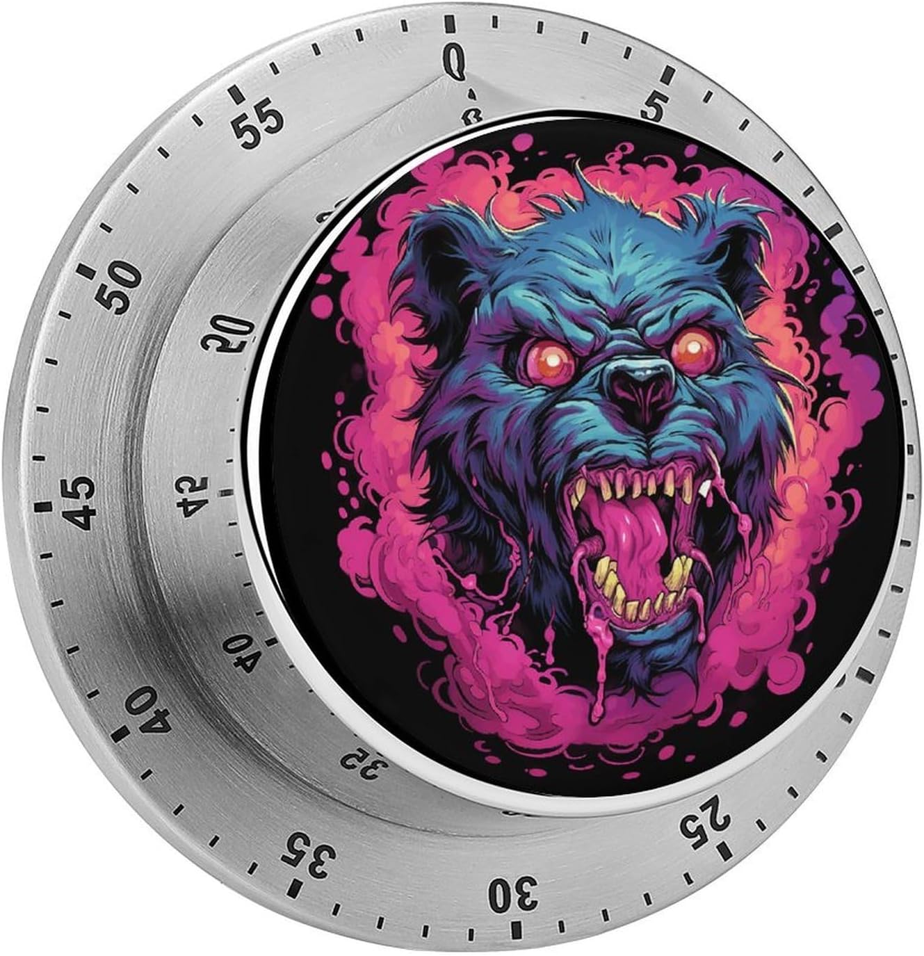 Punk Style Bear Stainless Steel Timer, Kitchen Timer with Magnetic Base, Countdown Timers for Gym, Office, Cooking, Baking, Jogging