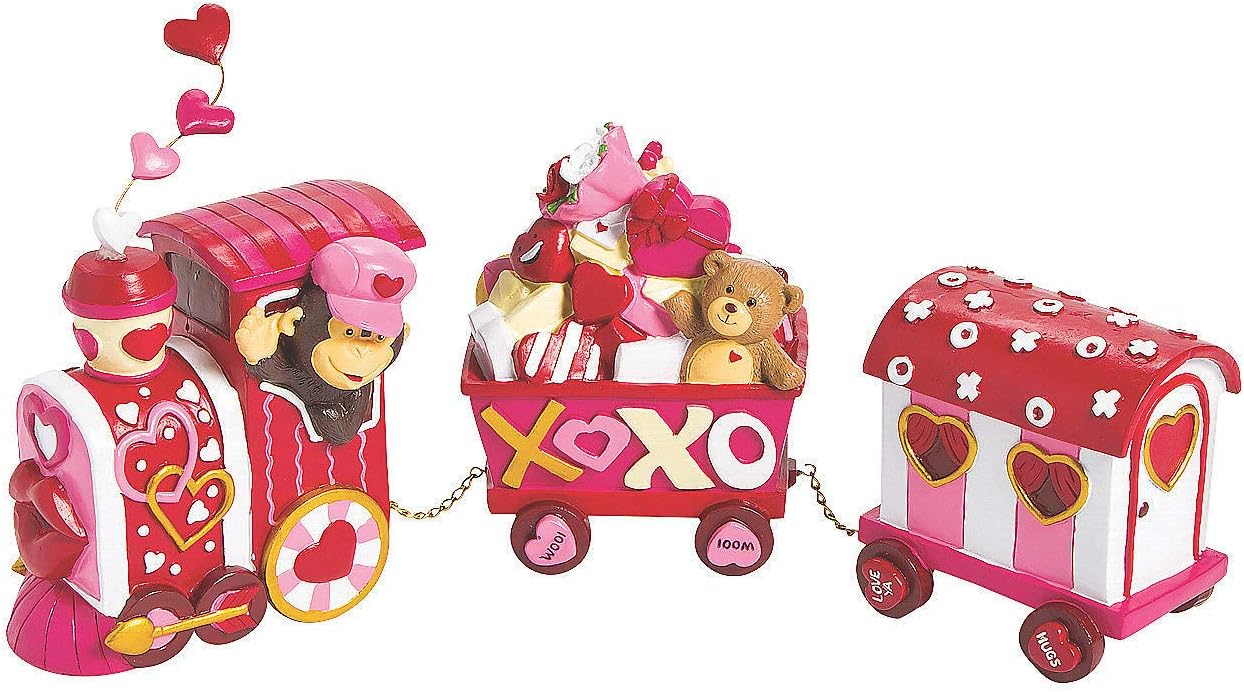 Valentine Tabletop Love Express Train - Cute 3 Piece Set - Valentine's Day Home Decor and Centerpieces