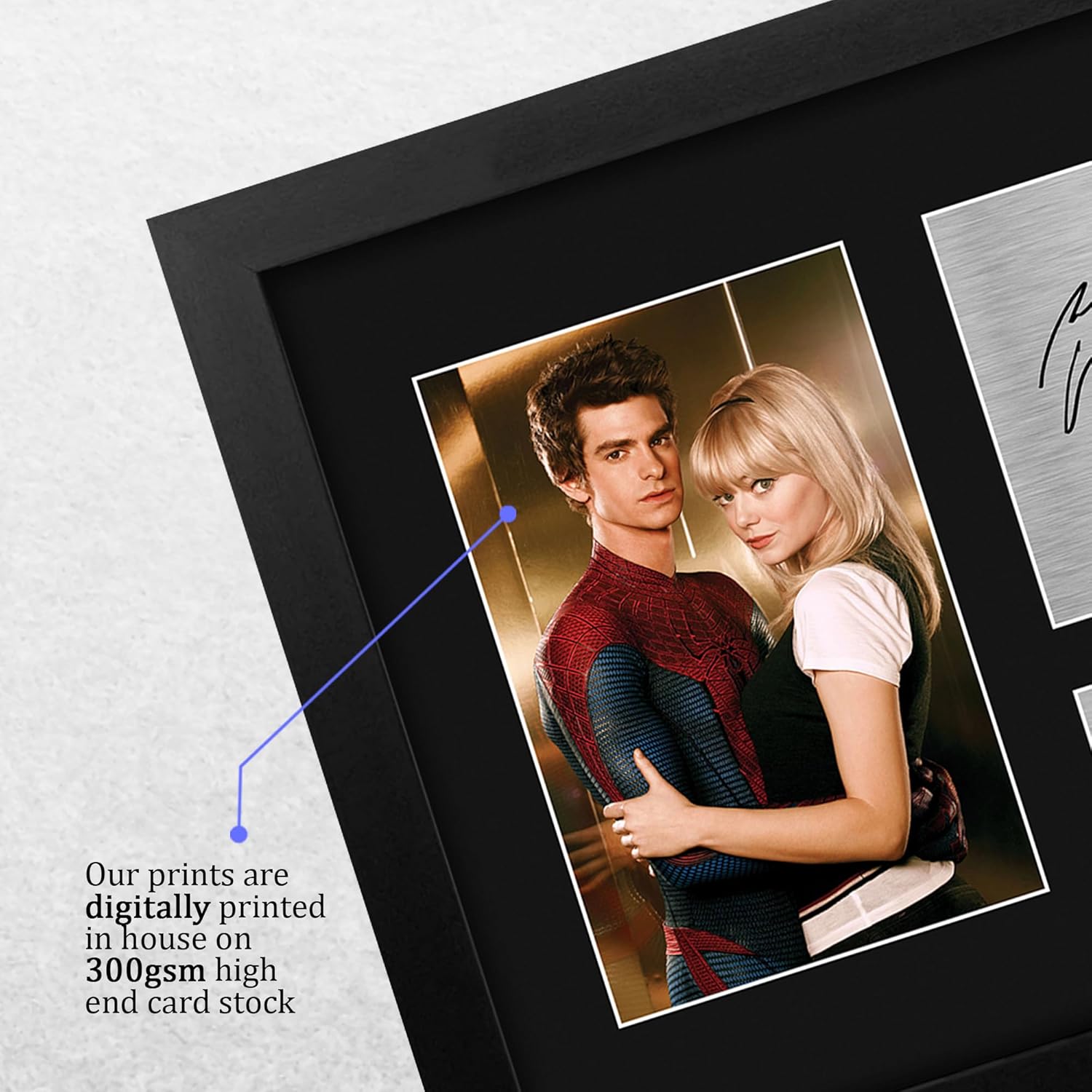 HWC Trading Andrew Garfield & Emma Stone Spider-Man Framed Gifts Printed Signed Autograph Picture for Movie Memorabilia Fans - US Letter Size