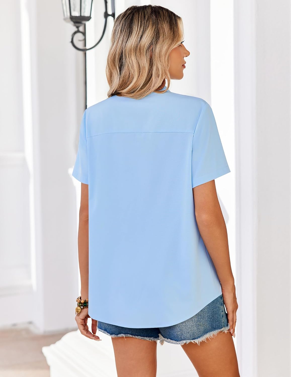 Zeagoo Women Blouses Short Sleeve Button Down Shirts Business Casual Dressy Work Tops Summer Spring Clothes - Image 6