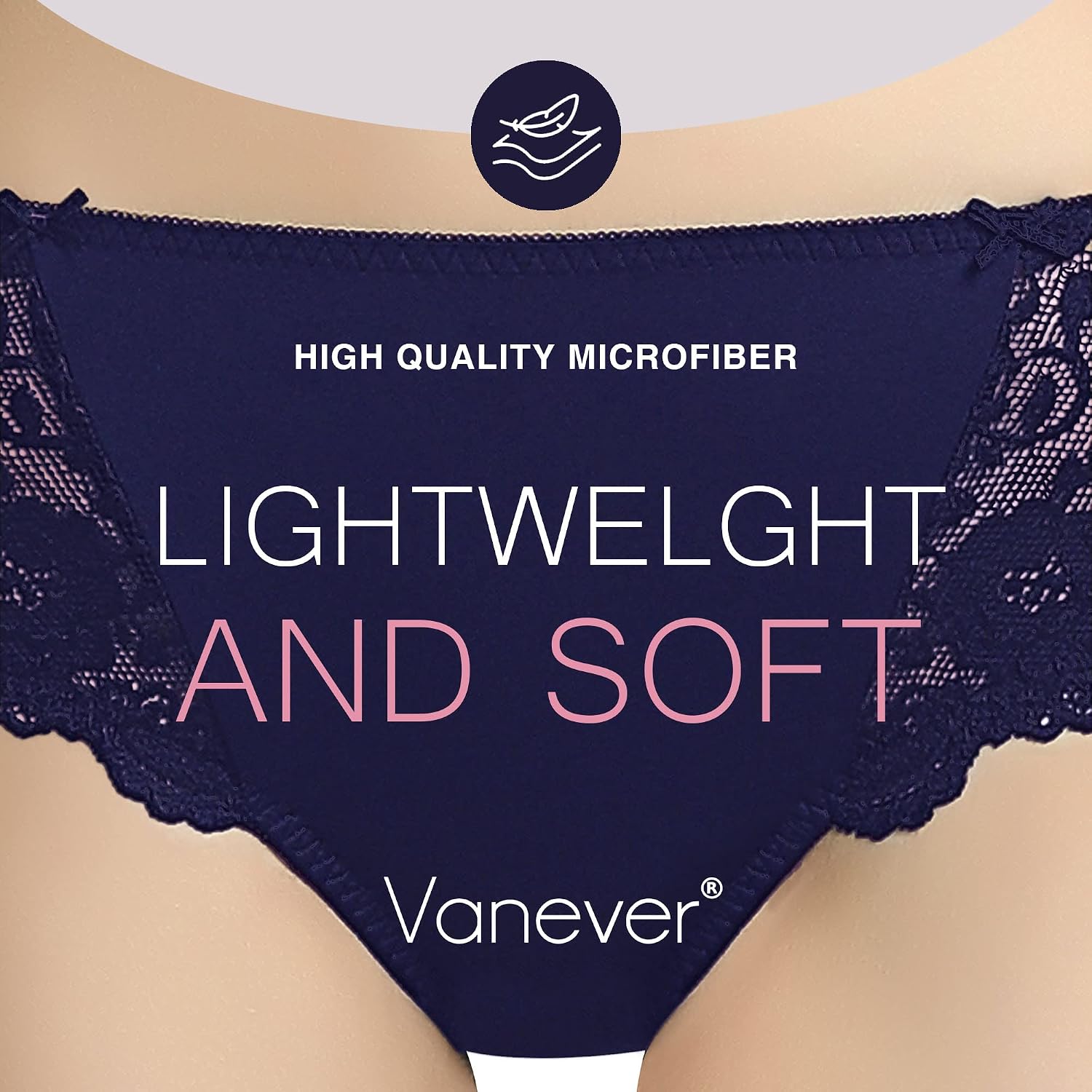 Vanever Women’s Lace Underwear Hipster Panties Mid Waist Microfiber Soft Stretch Sexy Bikini Briefs for Ladies