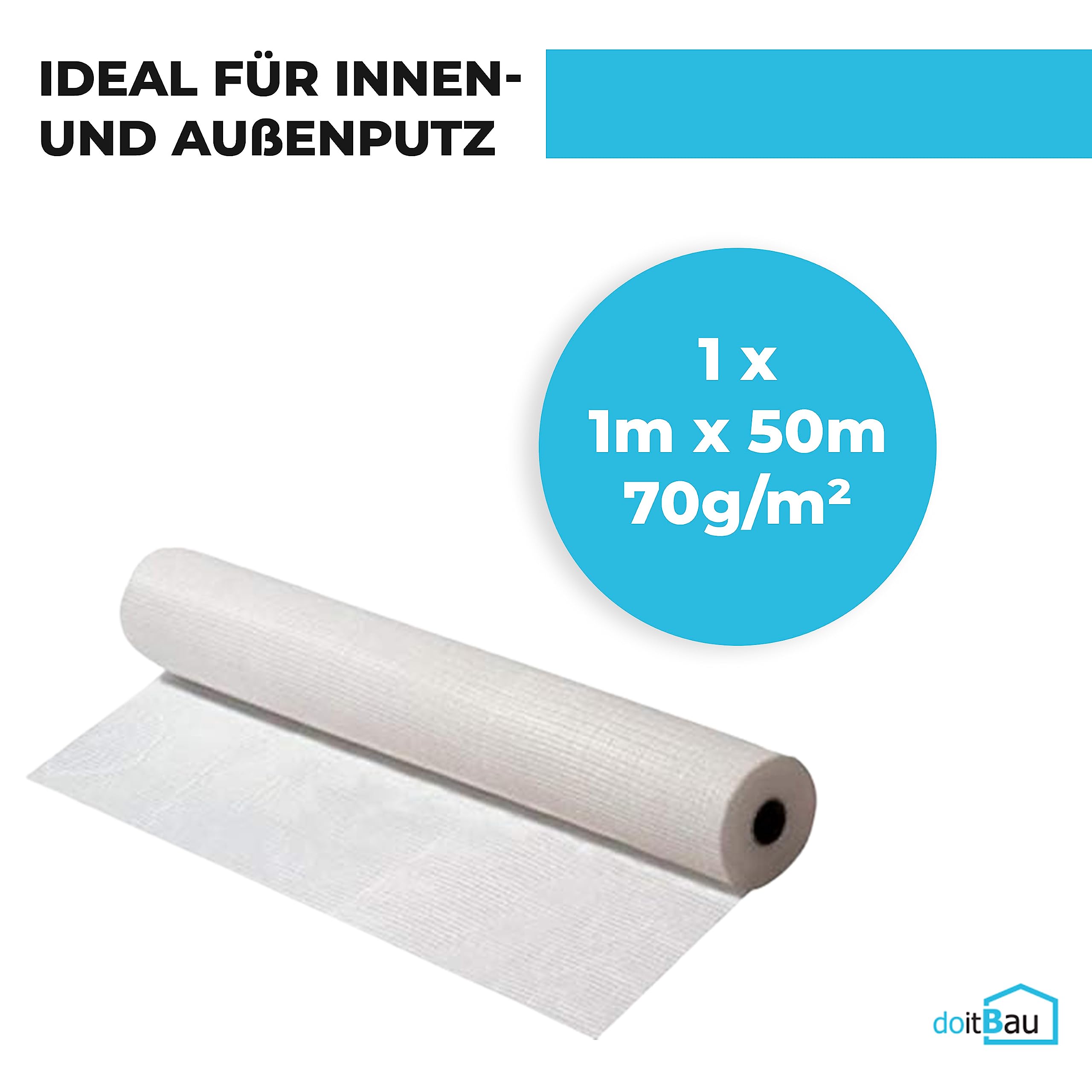 Doitbau - Vertex rete di rinforzo per intonaco interno, 70 g/m², 50 m², tessuto per intonaco interno