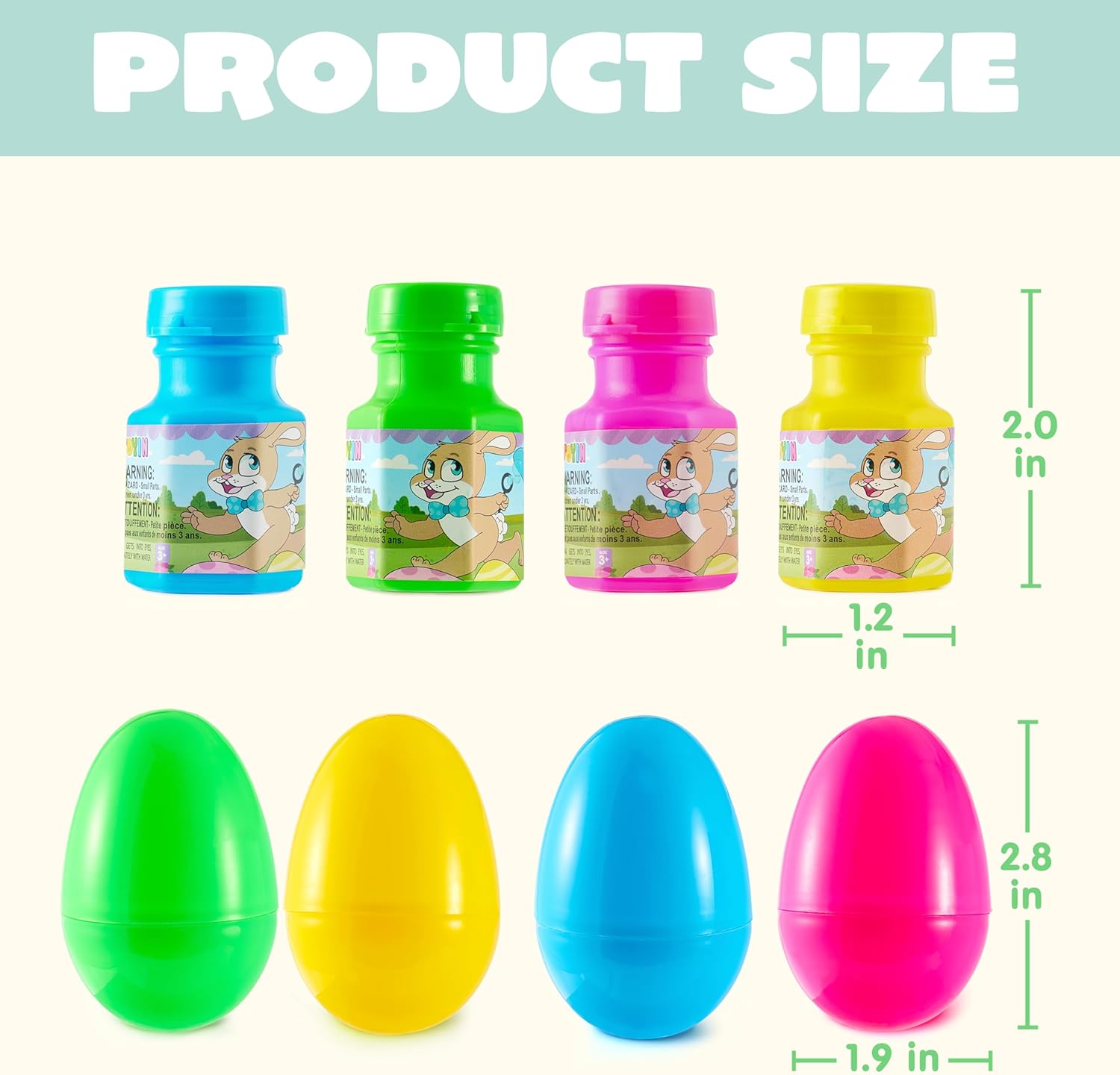JOYIN 24 Pcs Prefilled Easter Eggs Bubble Wands for Kids Party Favors, Basket Stuffers, Toys Inside for Children Fun, Easter Decorations, Egg Hunt Game, Classroom Prize Supplies Gifts Décor