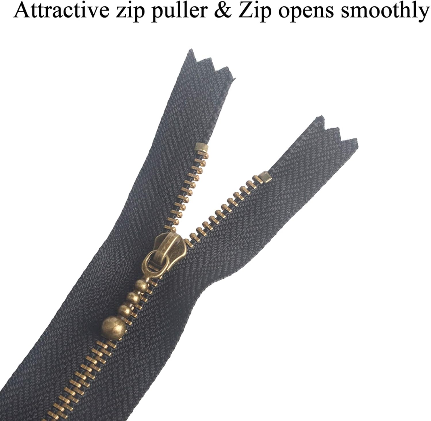 Metal Zippers 10 Pcs - #3 Antique Brass Close-end 6 Inch (15 cm), White image 3