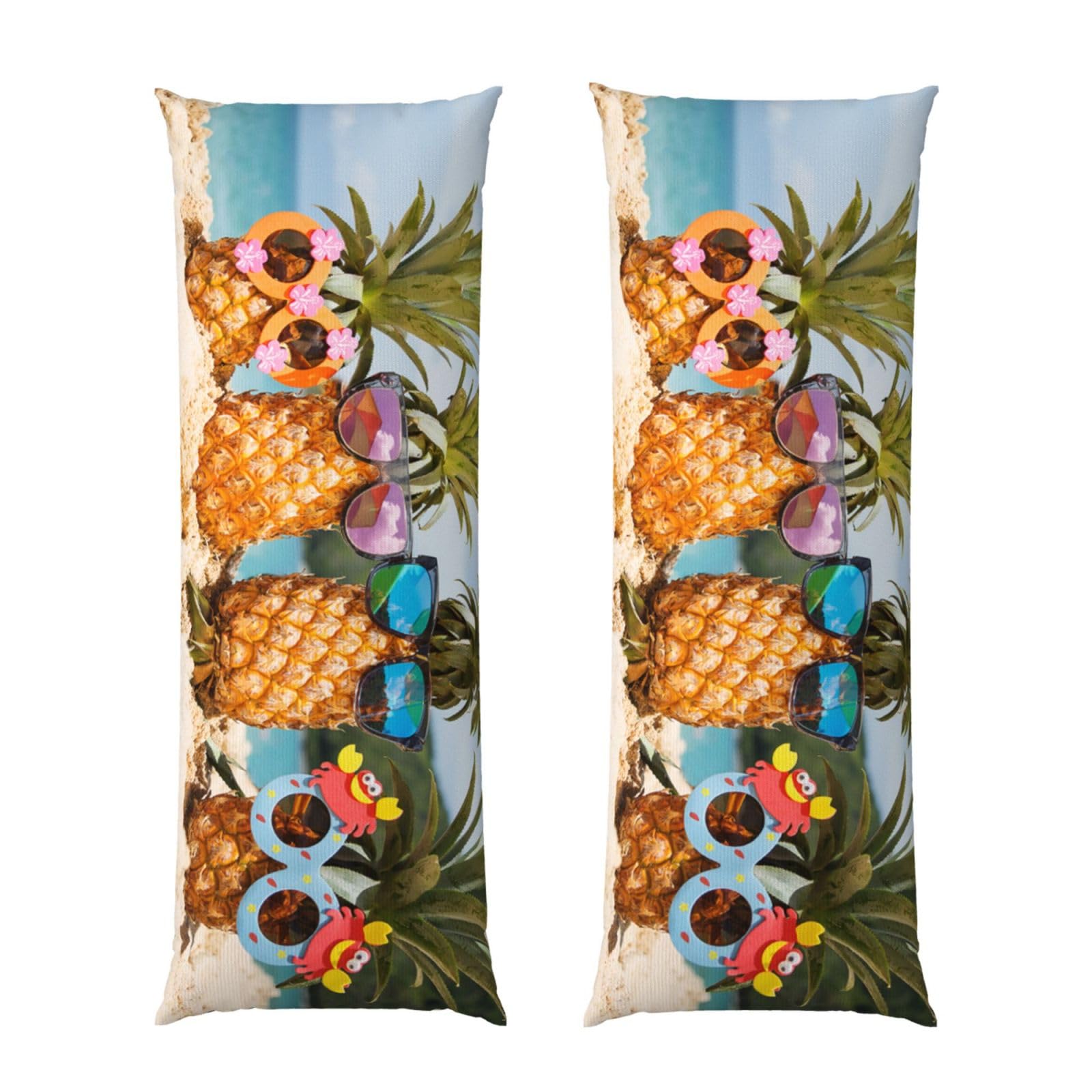 Taie d'oreiller motif ananas et fruits tropicaux au format géant