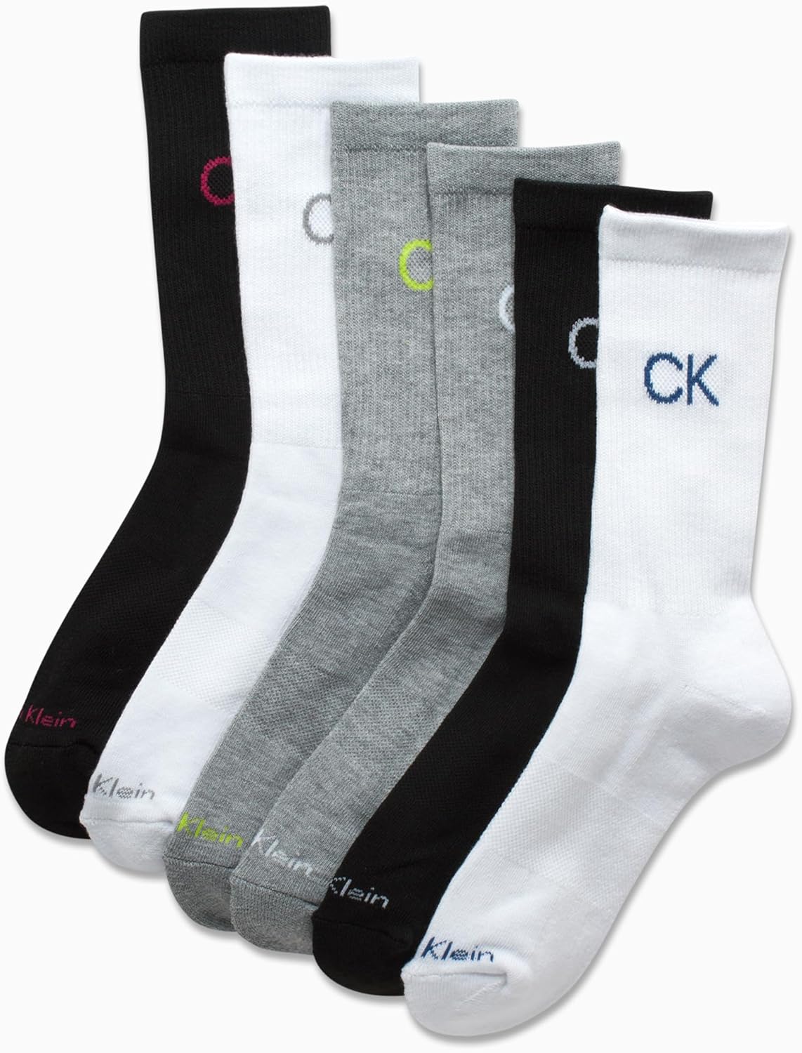 Calvin Klein Boys Crew Socks - 6 Pack Soft Stretch Performance Cushioned Comfort Mid Calf Athletic Socks for Boys - Image 4