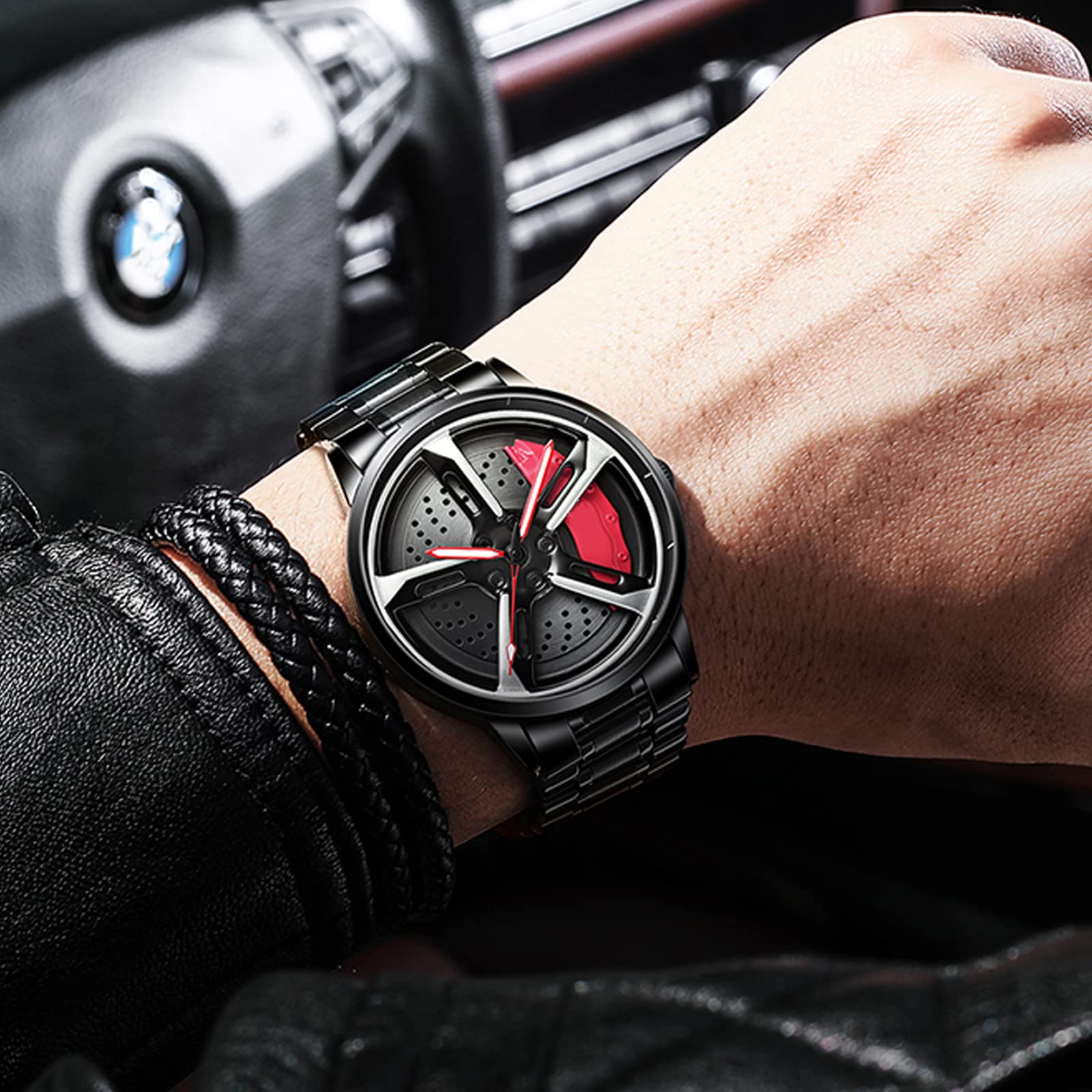 Mihawk Reloj Cubo Llanta Coche 3D Hombre Deportivo Impermeable Cuarzo X-RS7