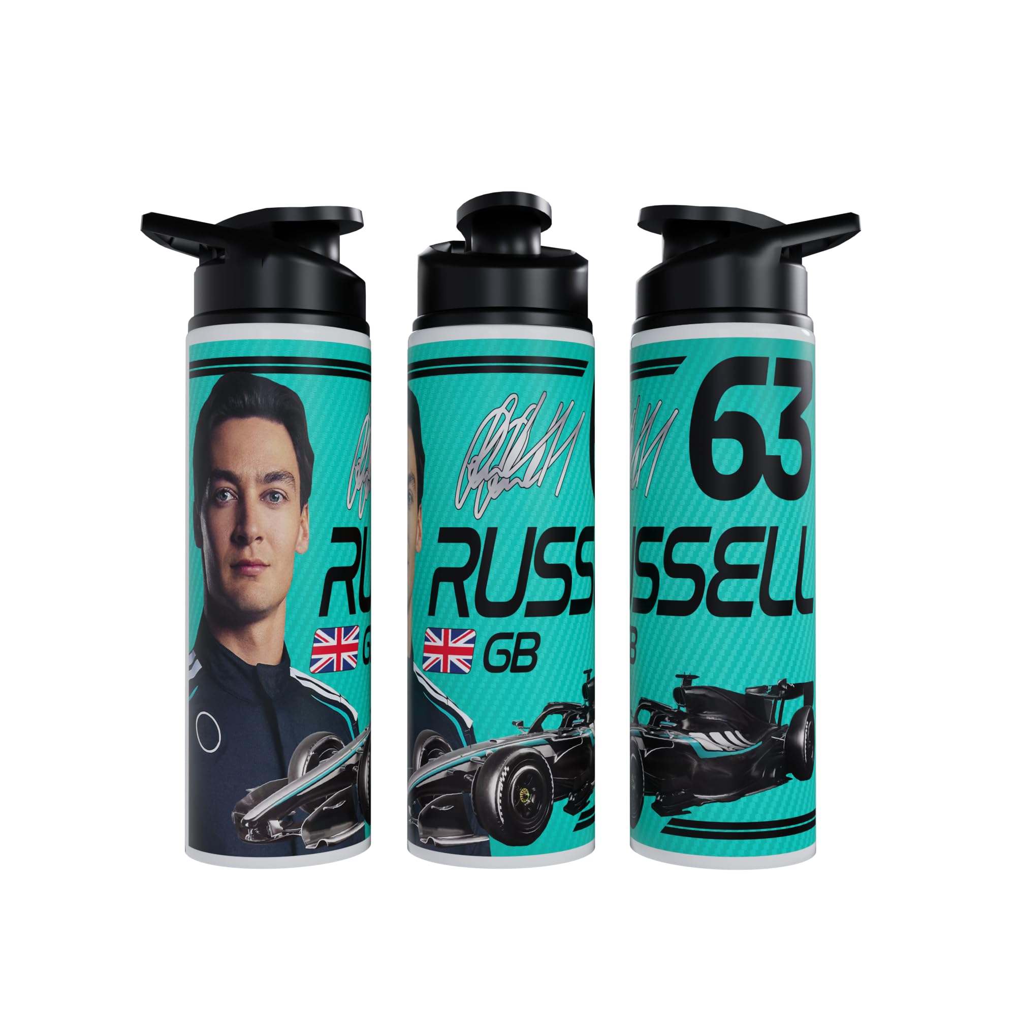 Partisan Russell Water Bottle F1 inspired Racing Fan Gift 750ml or 600ml Aluminium Sports Bottle with Flip Lid Carry Handle 2026 (Aqua, 750, Millilitres)