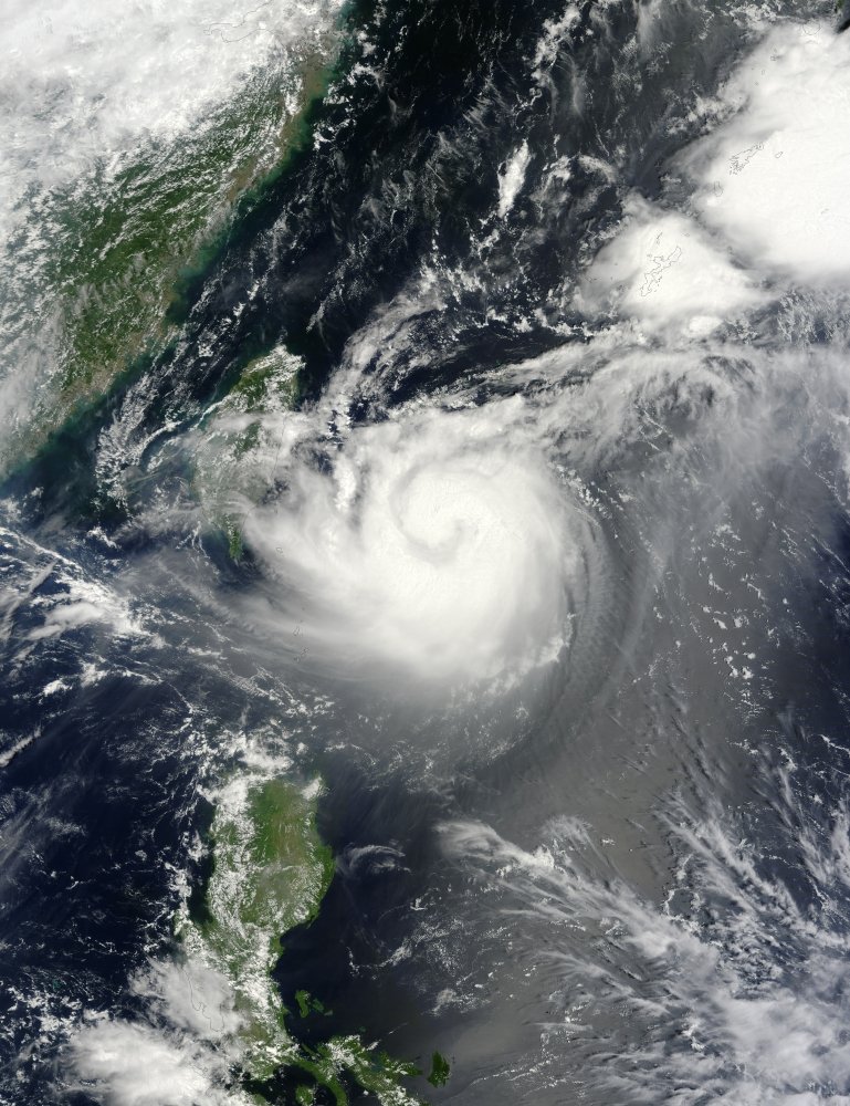 Posterazzi August 22 2012-Typhoon Tembin hovers over the western Pacific Ocean southeast of Taipei Taiwan Poster Print, (12 x 16)