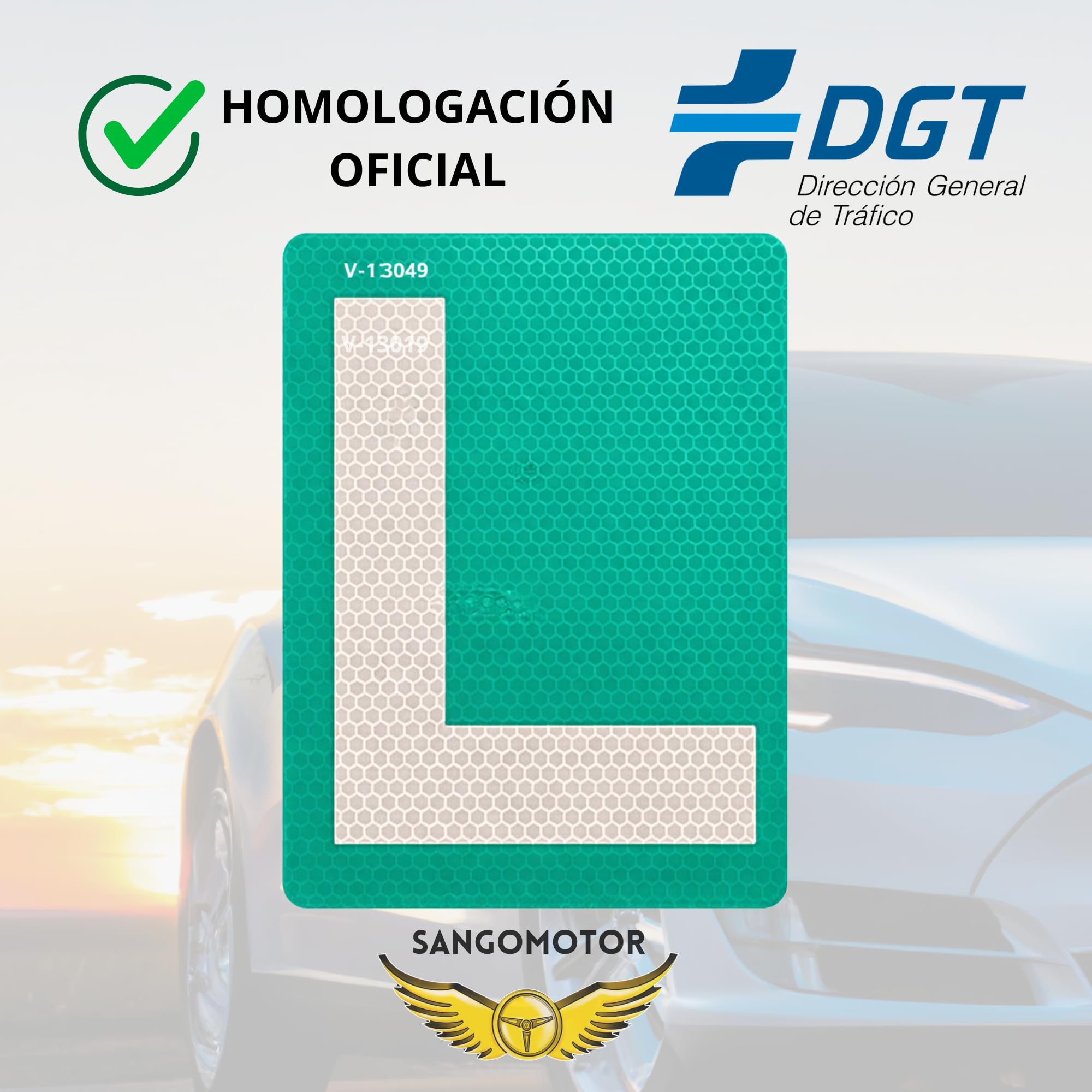 Pegatina L Novel Homologada DGT 18x13,5 cm – Adhesivo Exterior para Cristales Tintados – Alta Visibilidad – SANGOMOTOR - 4