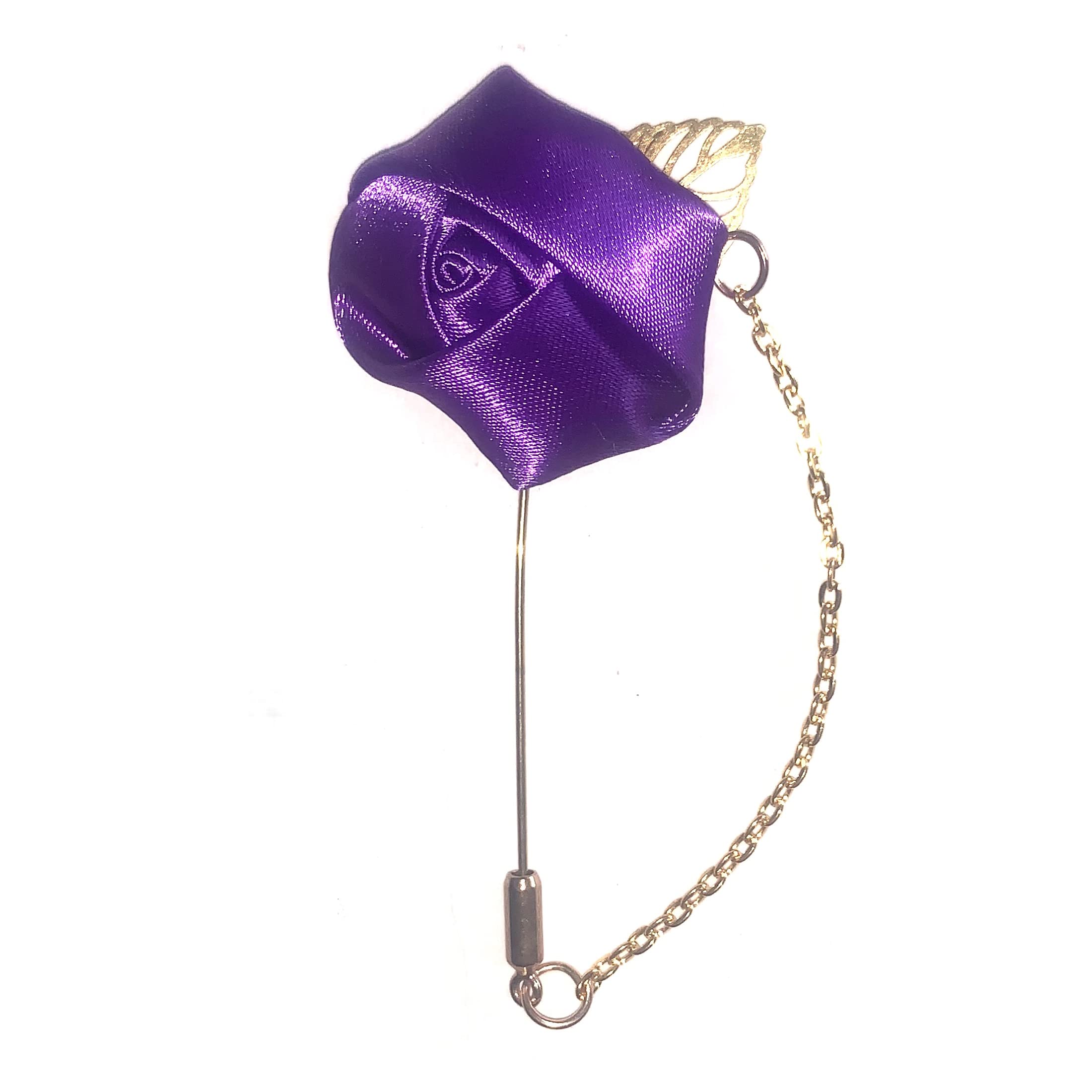 Rose & Leaf Chain Lapel Pin Gift for Men & Women - Purple-image-45