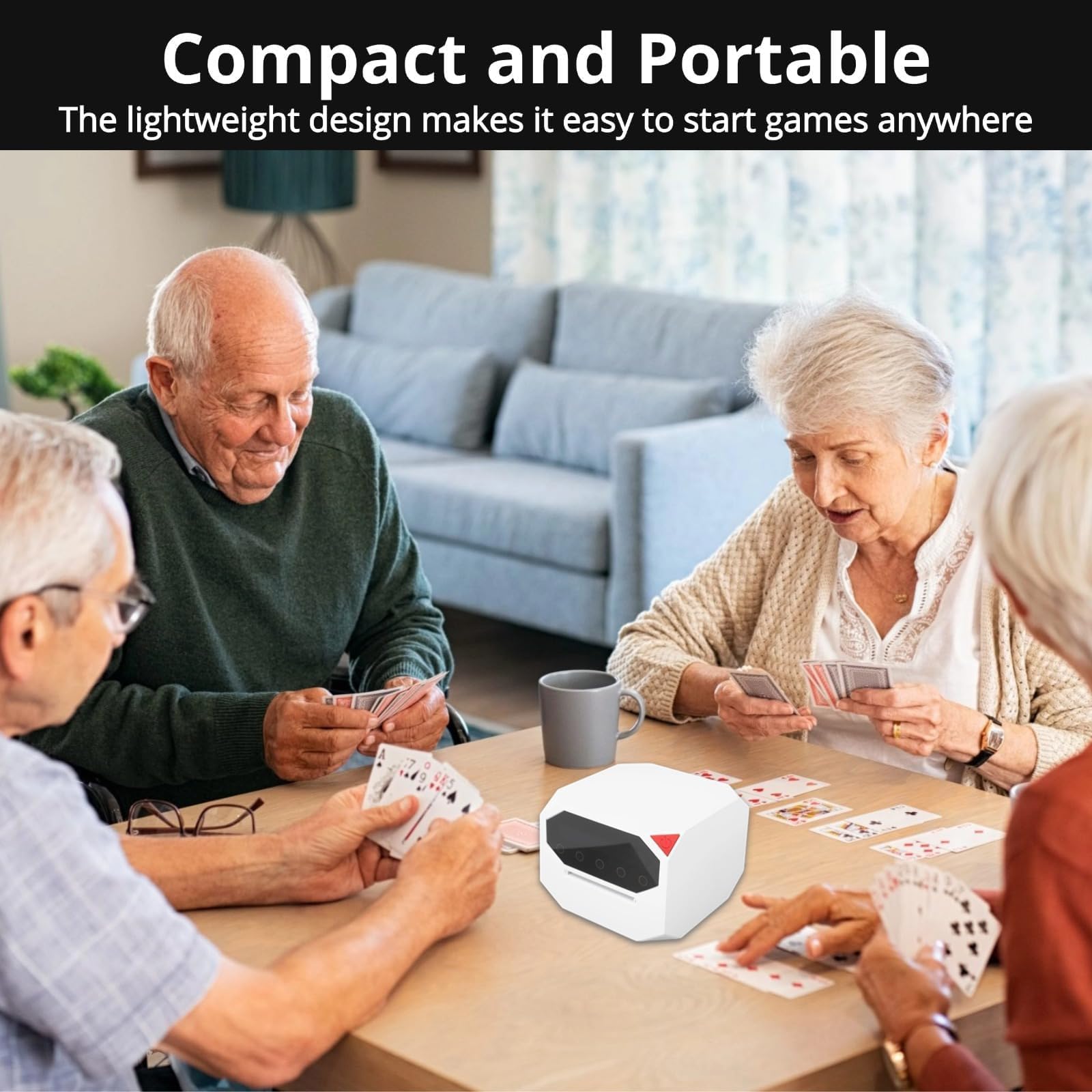 Mélangeur automatique de cartes - Distributeur portable rotatif à 360° pour 2 à 12 joueurs - Rechargeable 2500 mAh - Idéal pour UNO, Poker, Texas Hold'em
