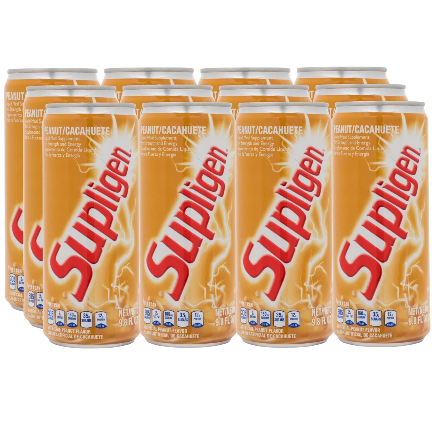 Supligen Peanut Liquid Meal Supplement, 9.87 oz (Pack of 12) – Protein & Vitamin Shake for Energy, Strength & Recovery – Ready-to-Drink Nutritional Meal