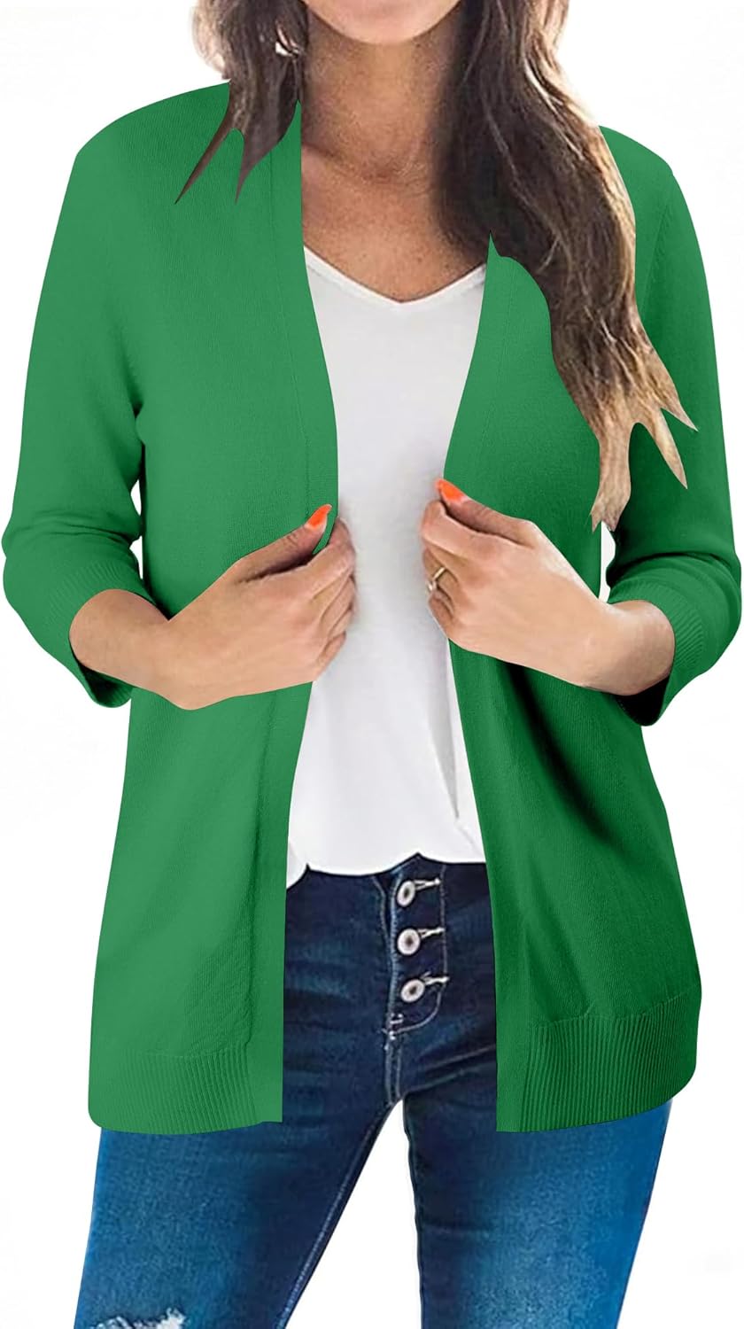 CRAZY GRID Women's Casual Cardigans with Pockets Lightweight Open Front Cardigan Sweaters Dressy Knit Outfits Plain Color - Image 2